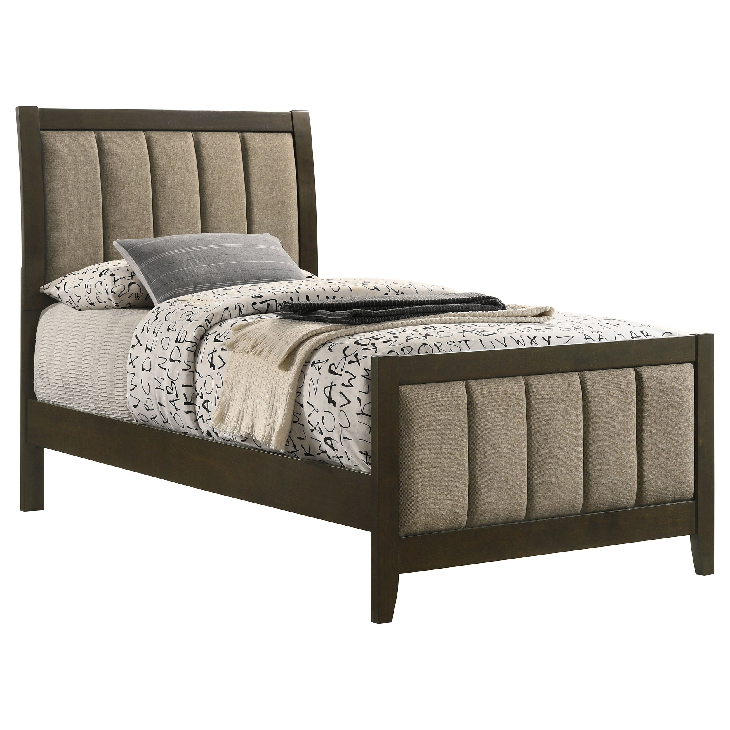 Wilkes 51-inch Upholstered Twin Bed Dark Cocoa — view 3