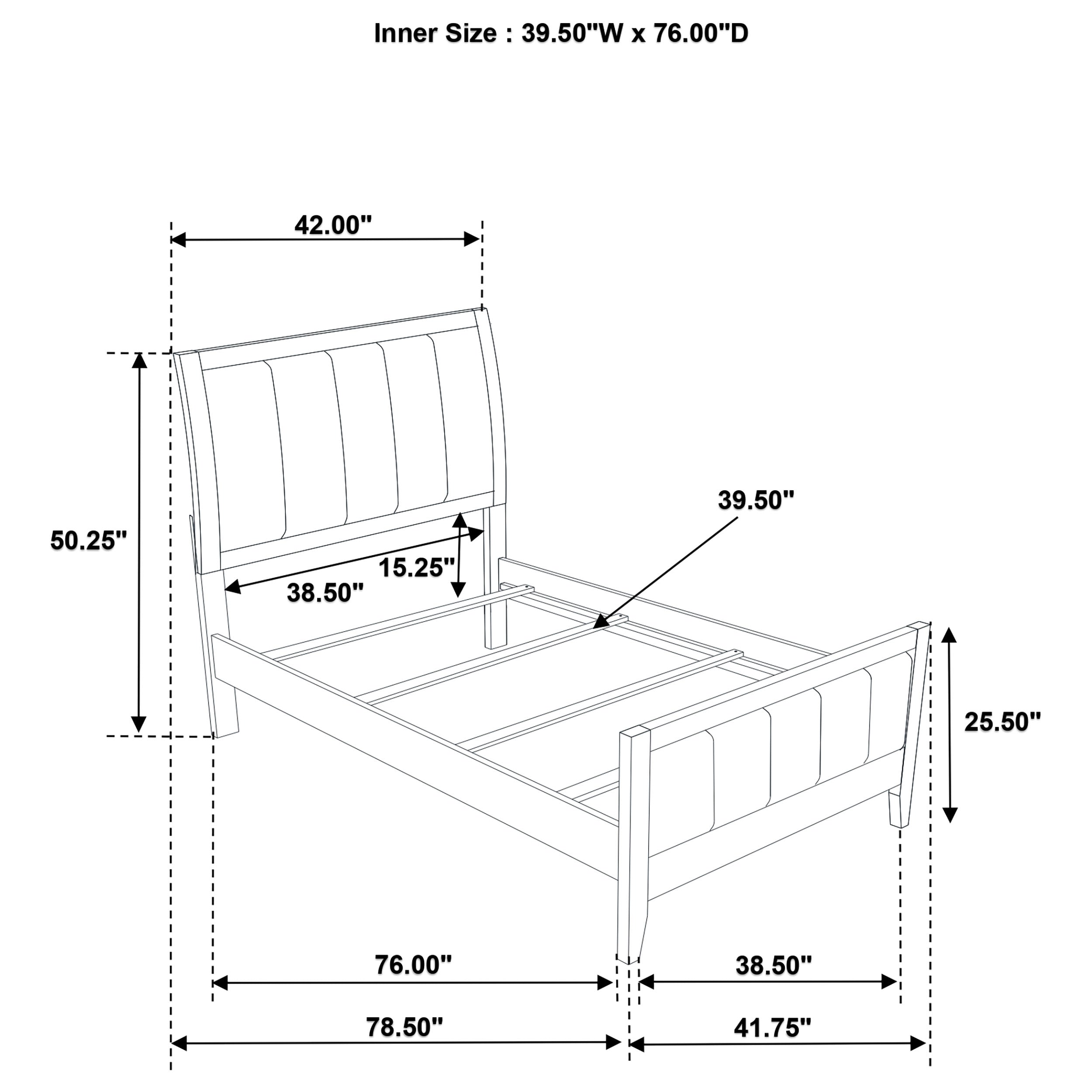 Wilkes 51-inch Upholstered Twin Bed Dark Cocoa — view 9