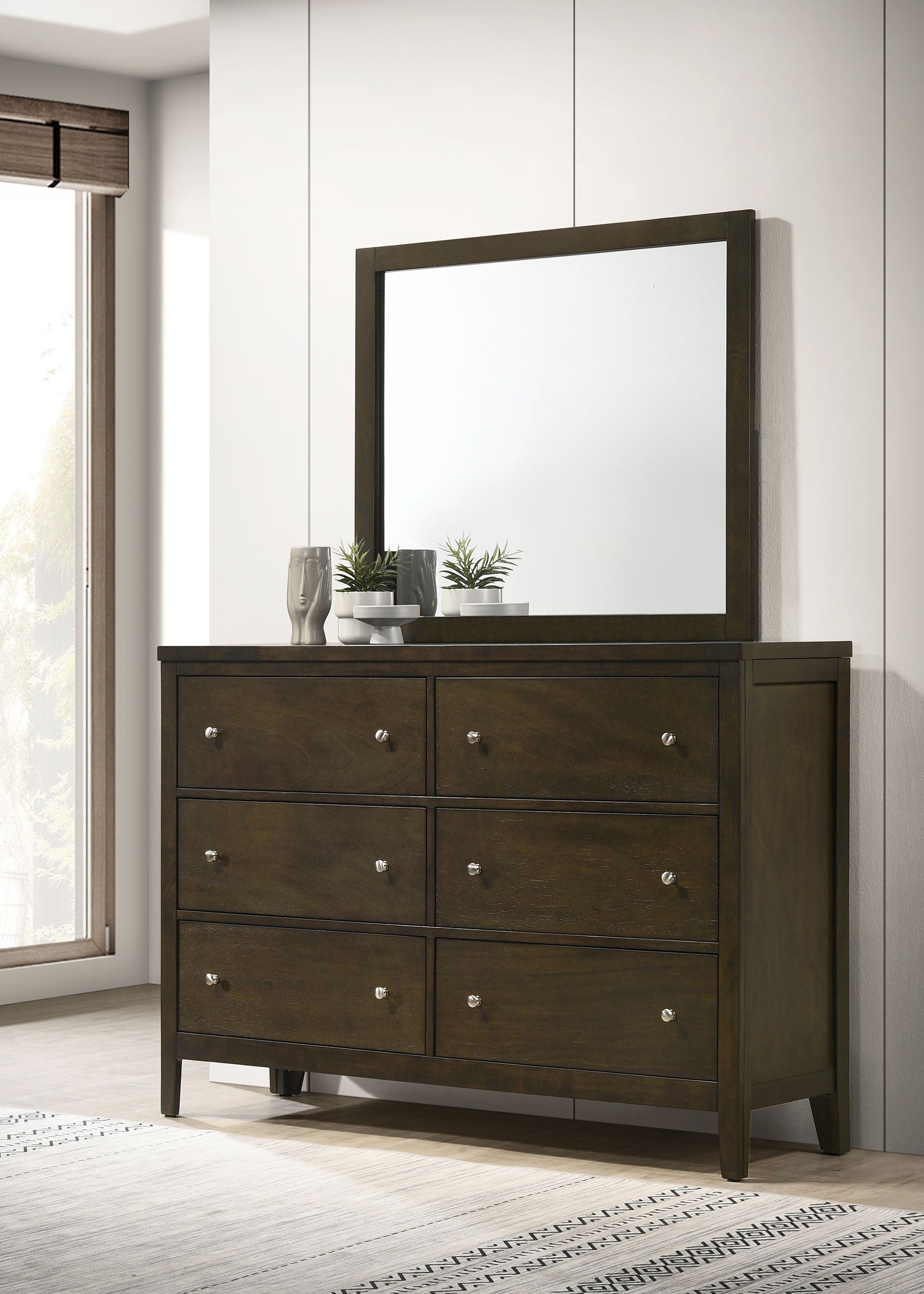Wilkes 6-drawer Dresser and Mirror Dark Cocoa — view 2