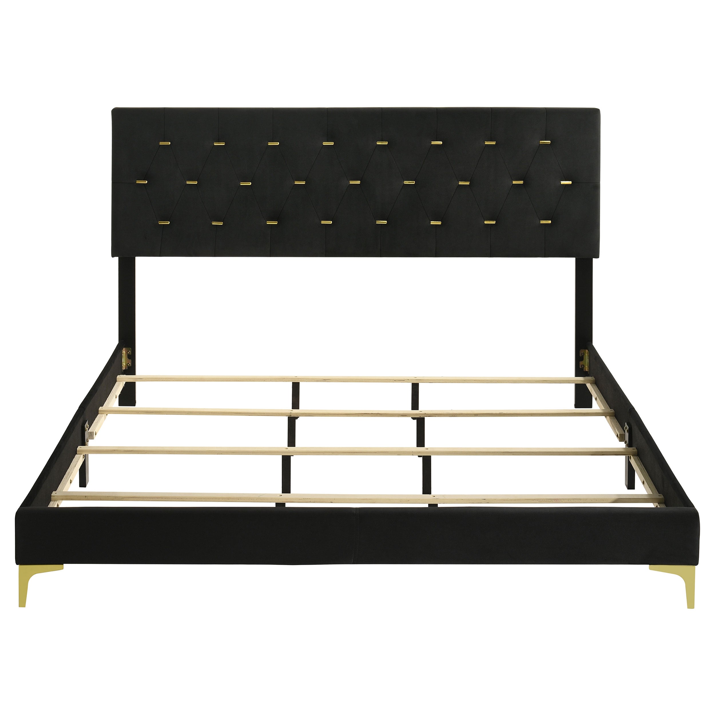Kendall Upholstered California King Panel Bed Black — view 4