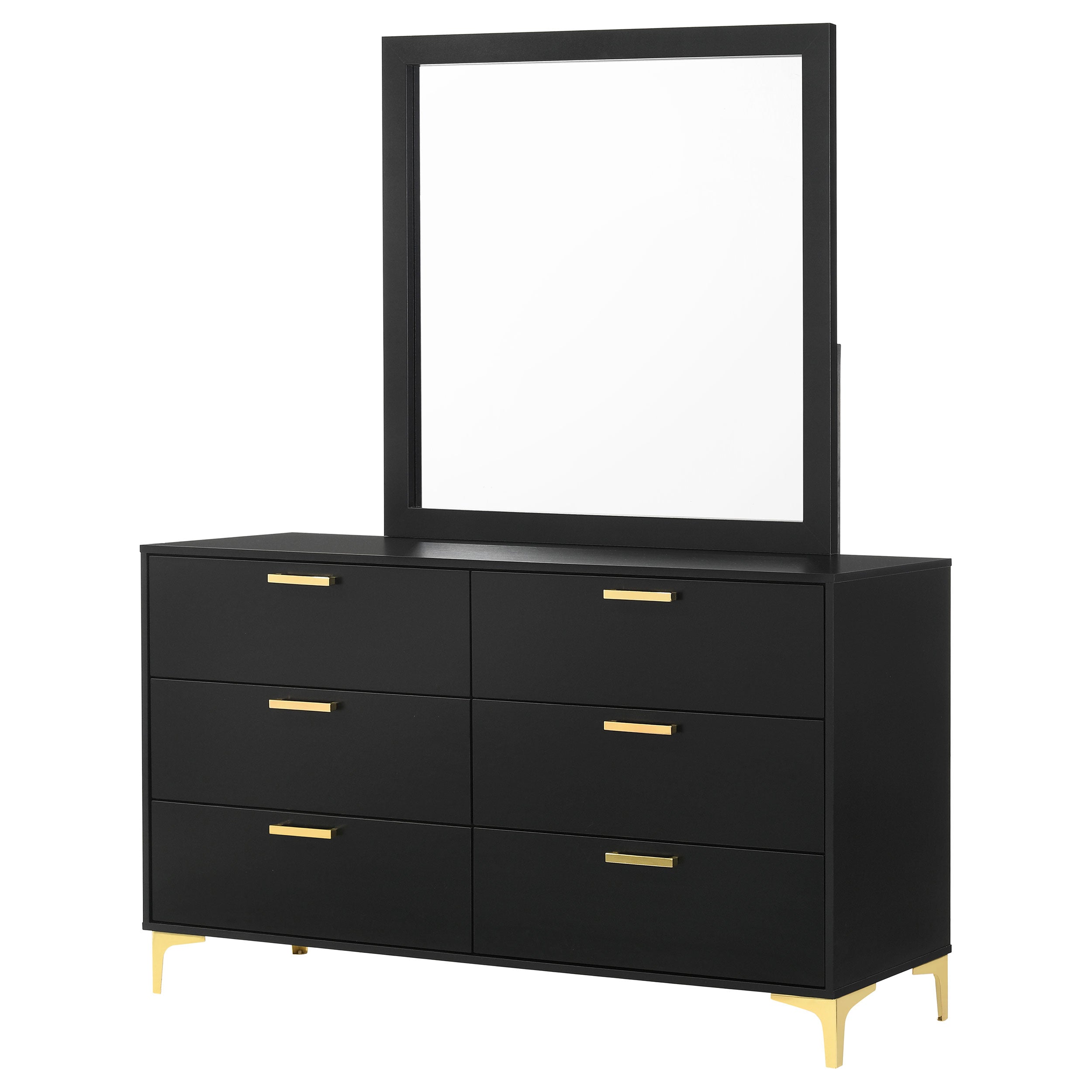Kendall 6-drawer Dresser with Mirror Black — view 4