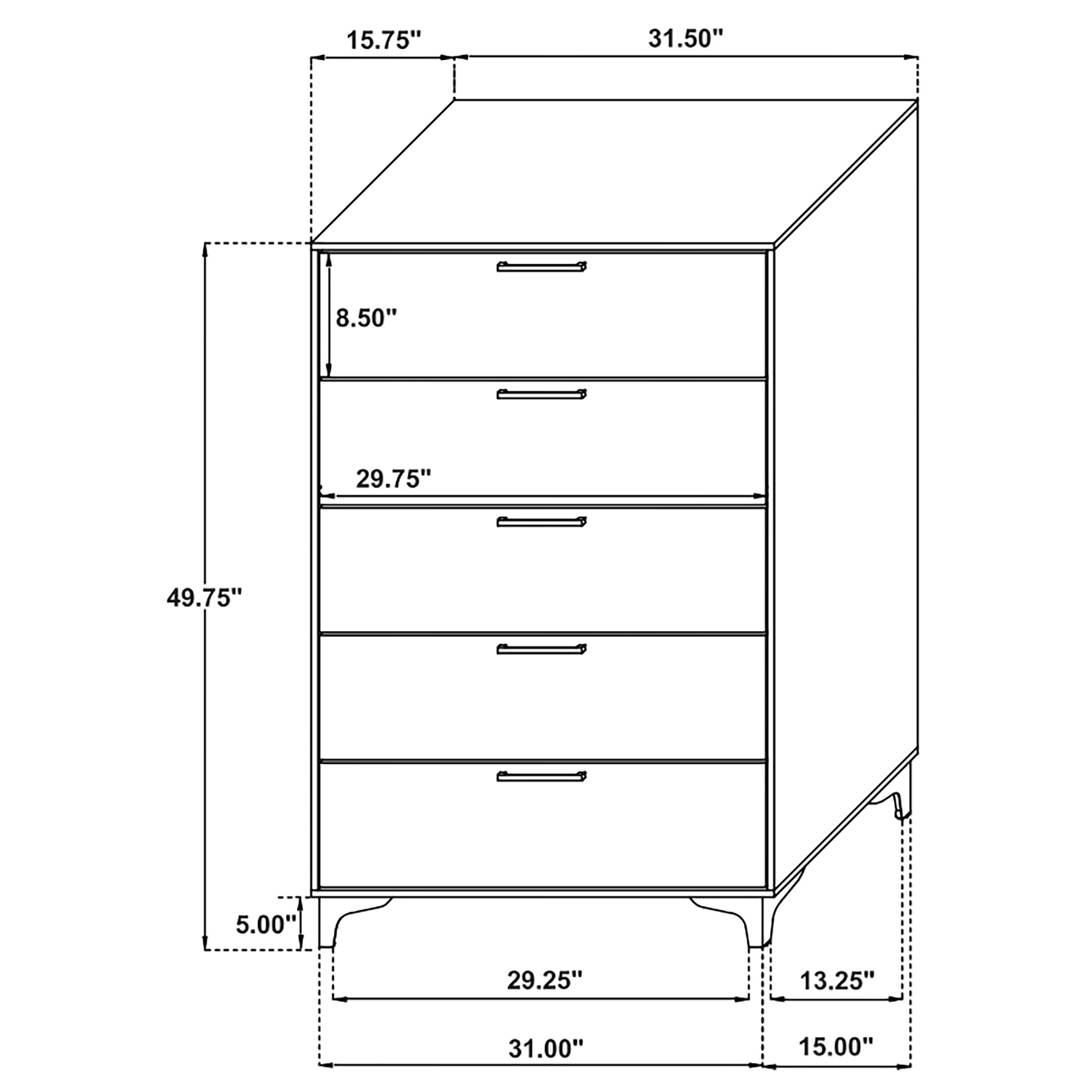 Kendall 5-drawer Bedroom Chest Black — view 8