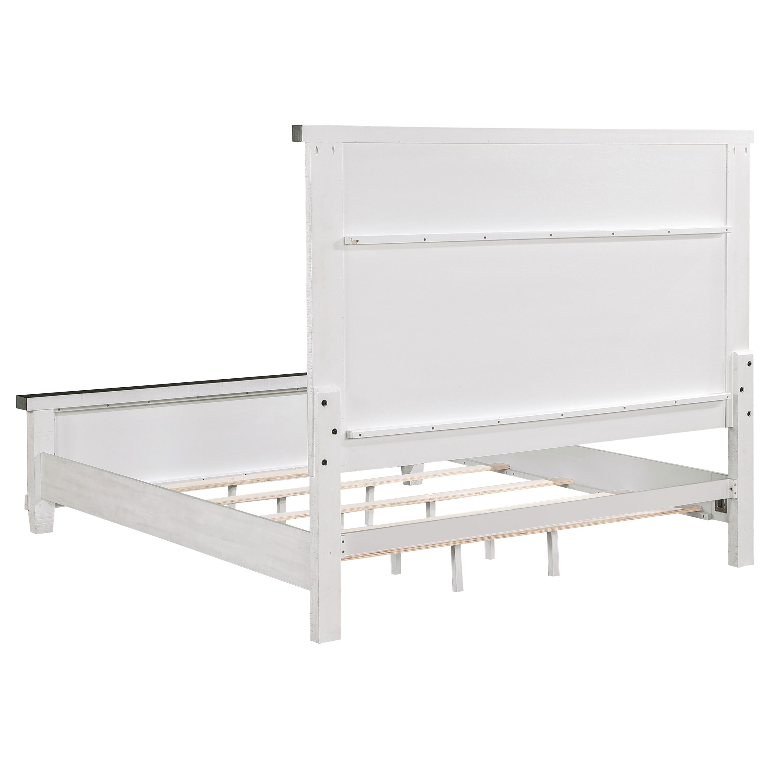 Lilith Wood Queen Panel Bed Distressed White — view 4