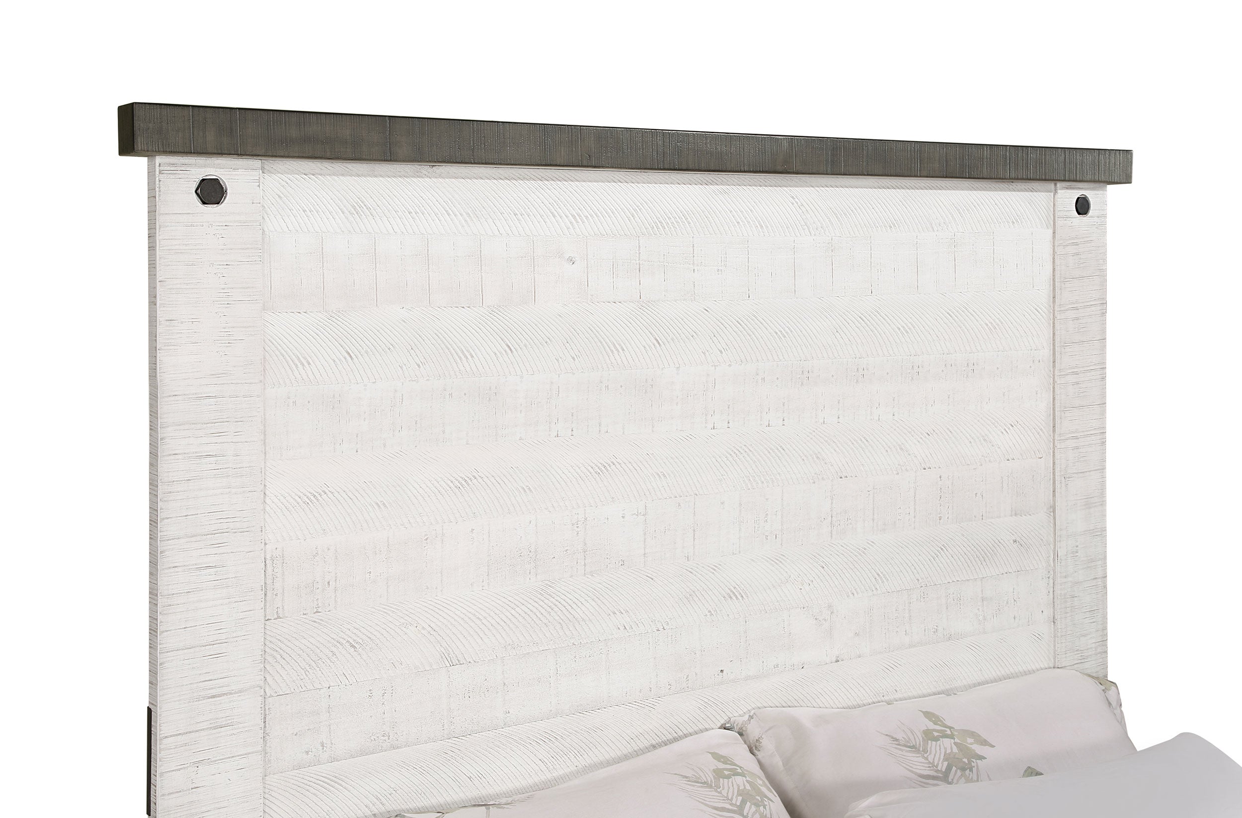 Lilith Wood Queen Panel Bed Distressed White — view 5