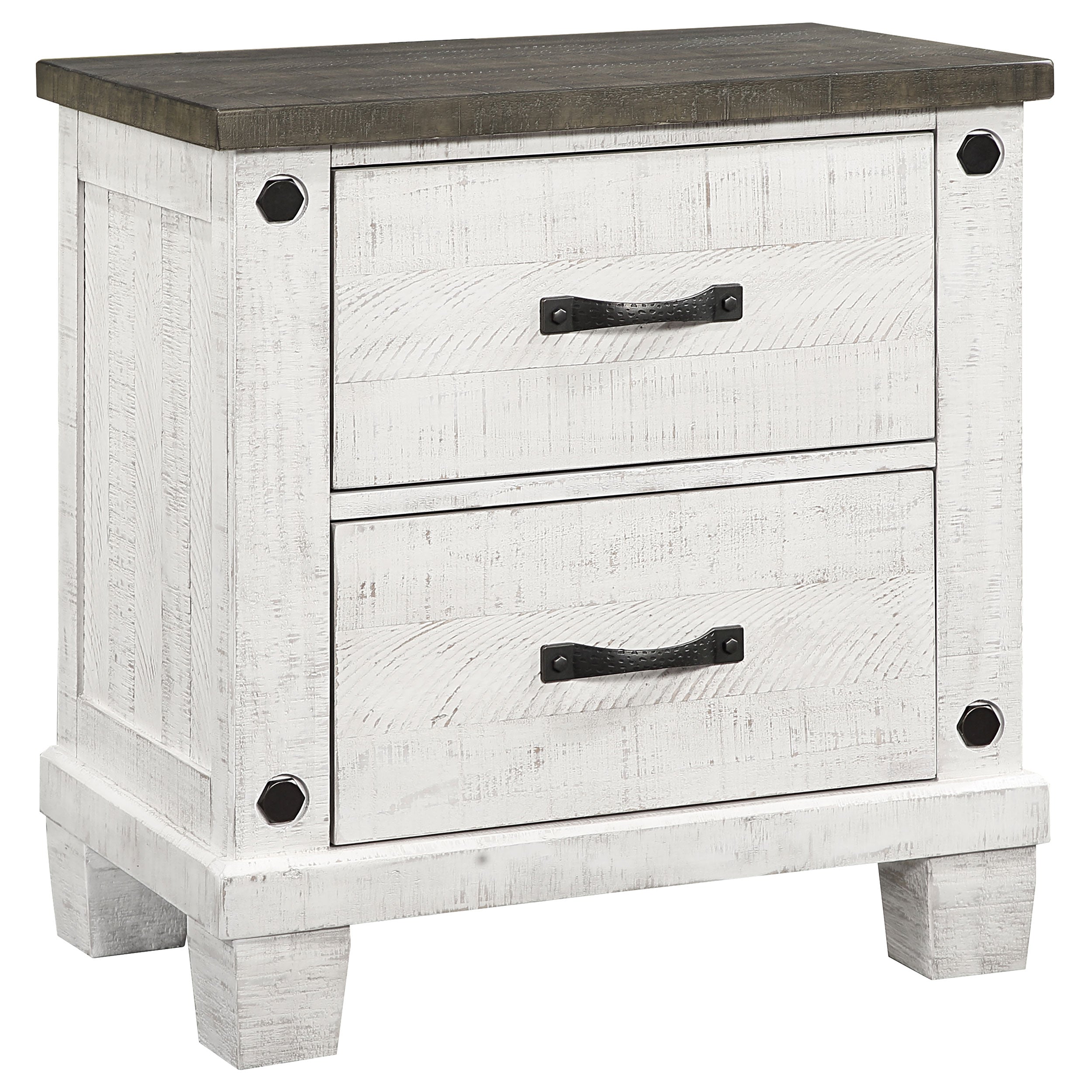 Lilith 2-drawer Nightstand Distressed White — view 1