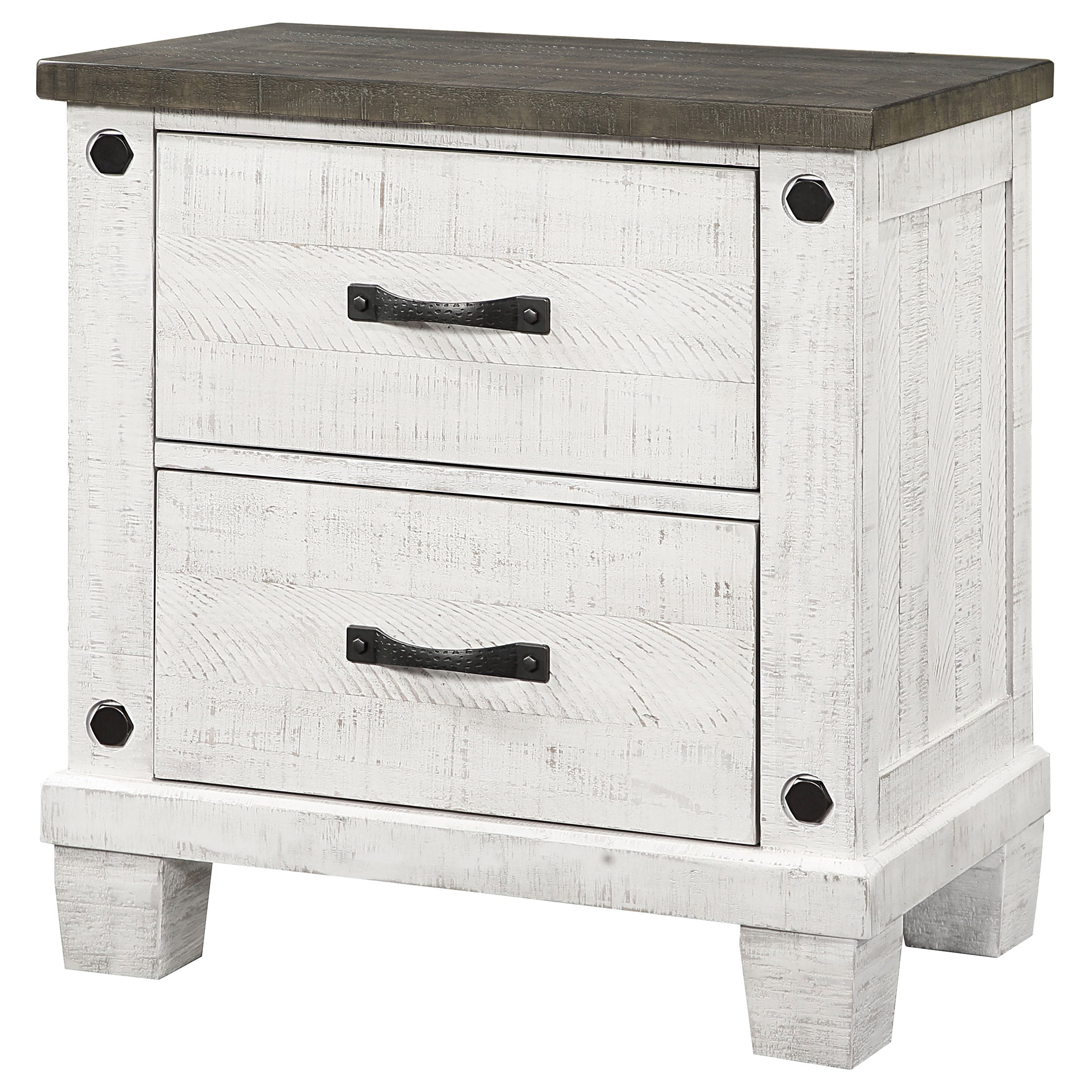 Lilith 2-drawer Nightstand Distressed White — view 4