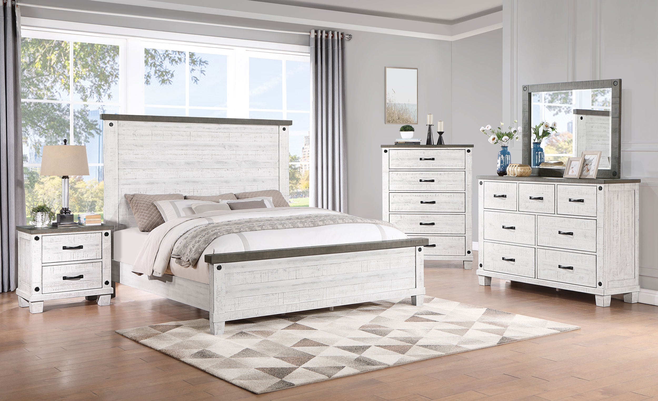 Lilith 2-drawer Nightstand Distressed White — view 17
