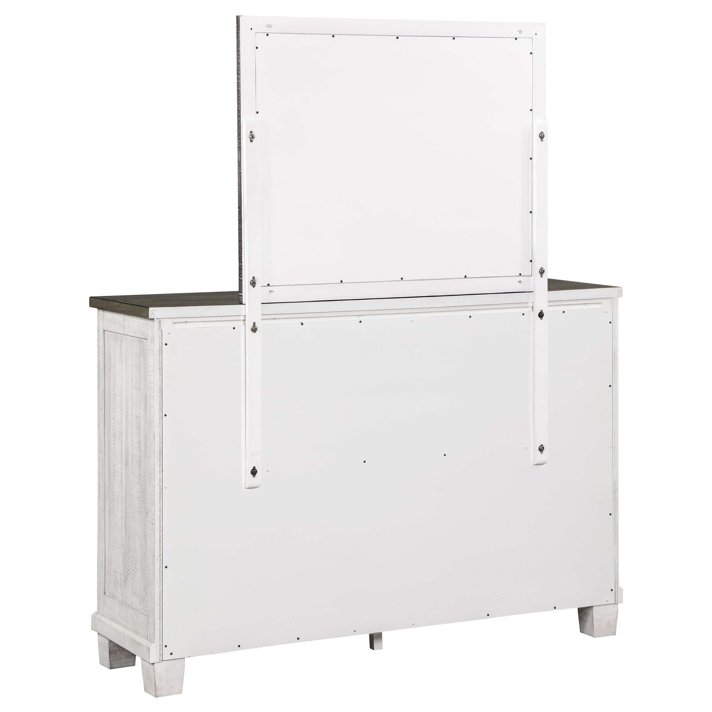 Lilith 7-drawer Dresser with Mirror Distressed White — view 6