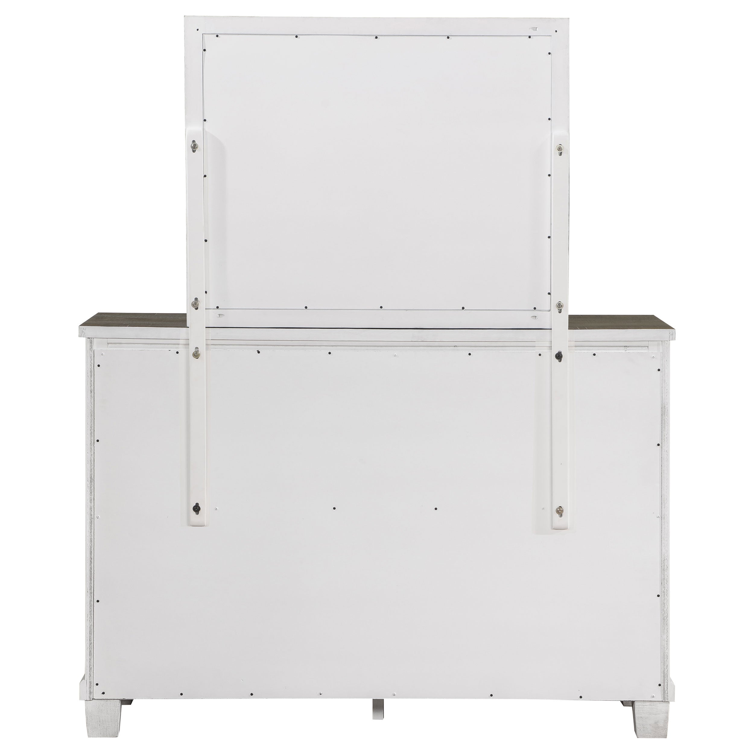 Lilith 7-drawer Dresser with Mirror Distressed White — view 7