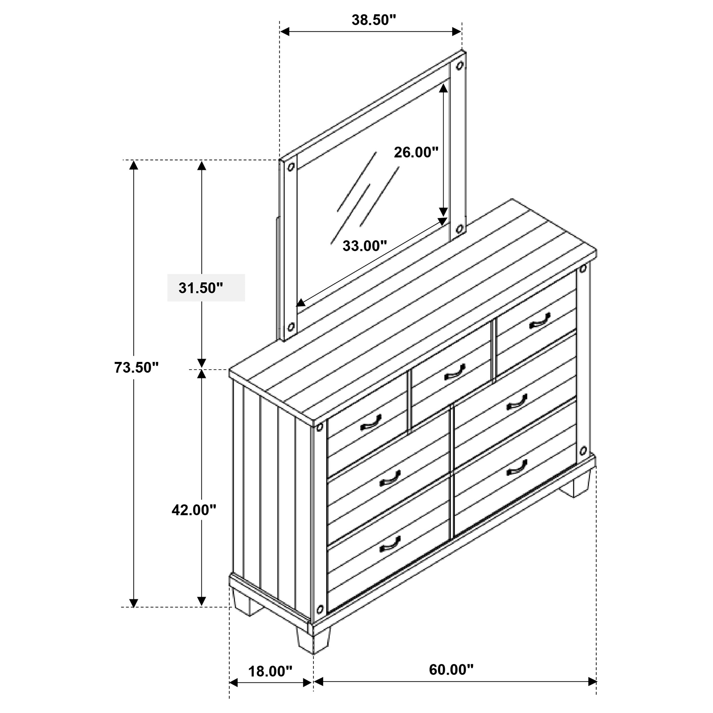 Lilith 7-drawer Dresser with Mirror Distressed White — view 15