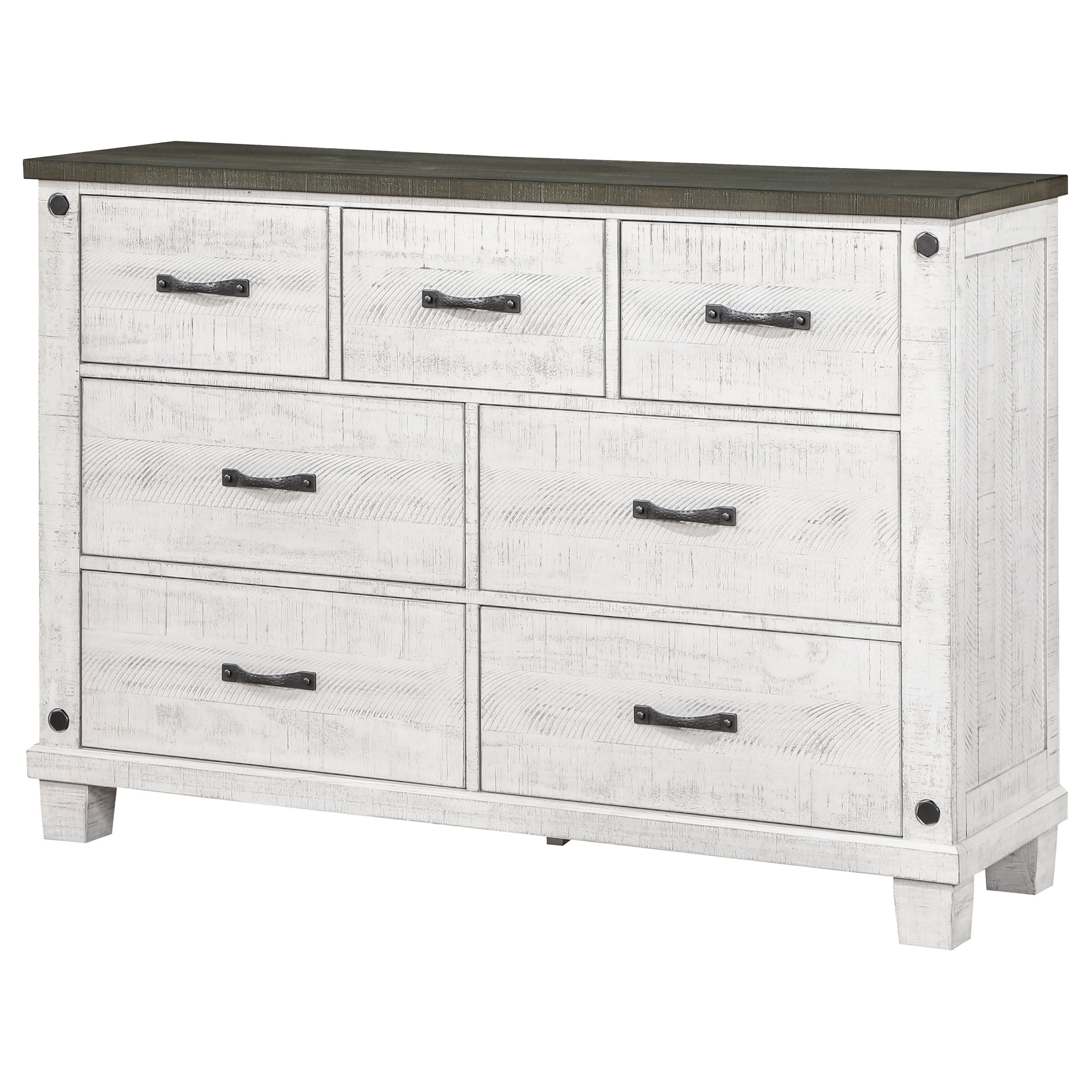Lilith 7-drawer Dresser Distressed White — view 4
