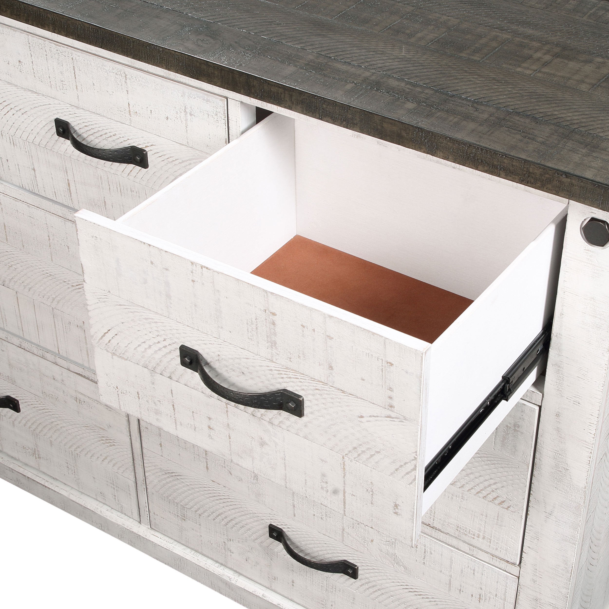 Lilith 7-drawer Dresser Distressed White — view 10