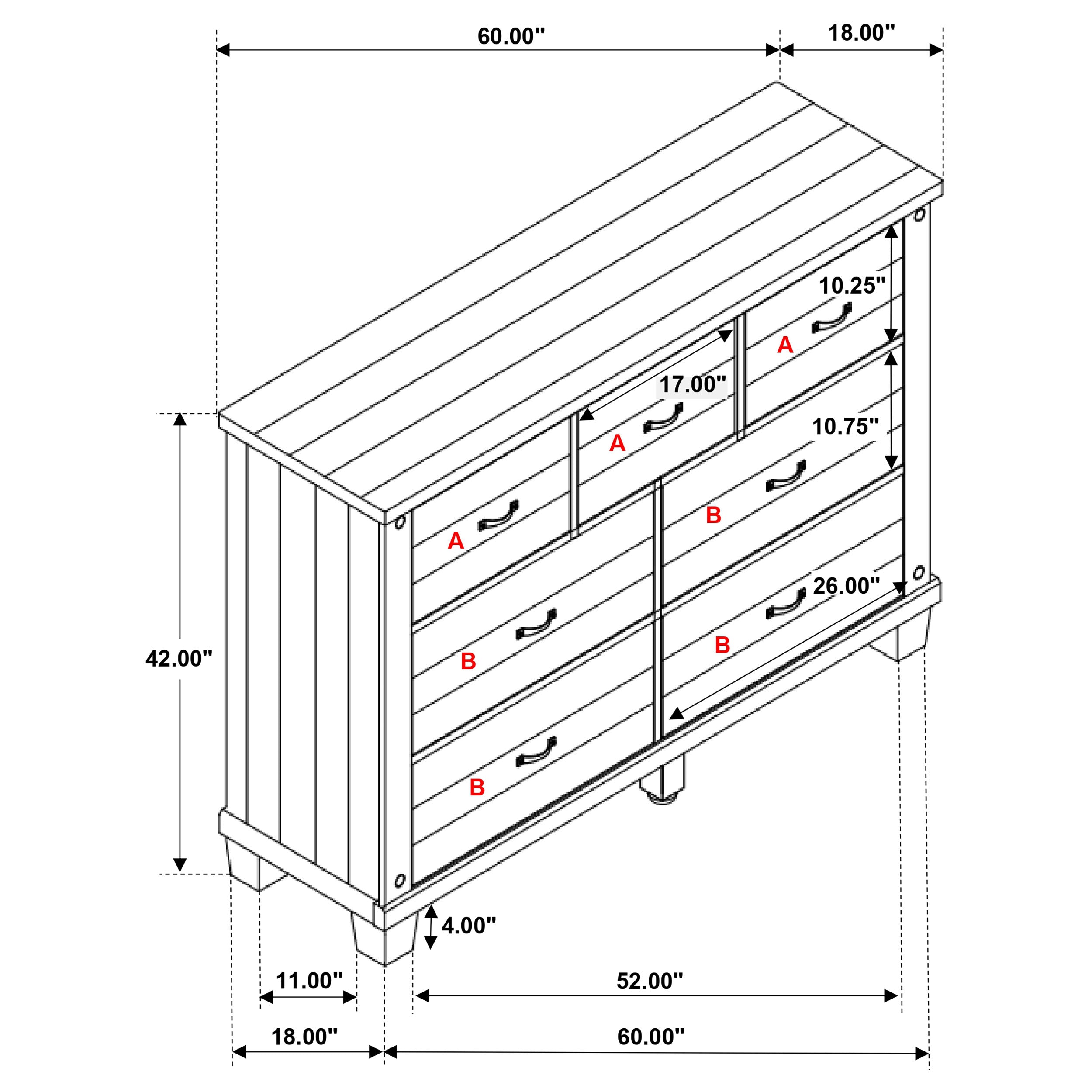 Lilith 7-drawer Dresser Distressed White — view 15