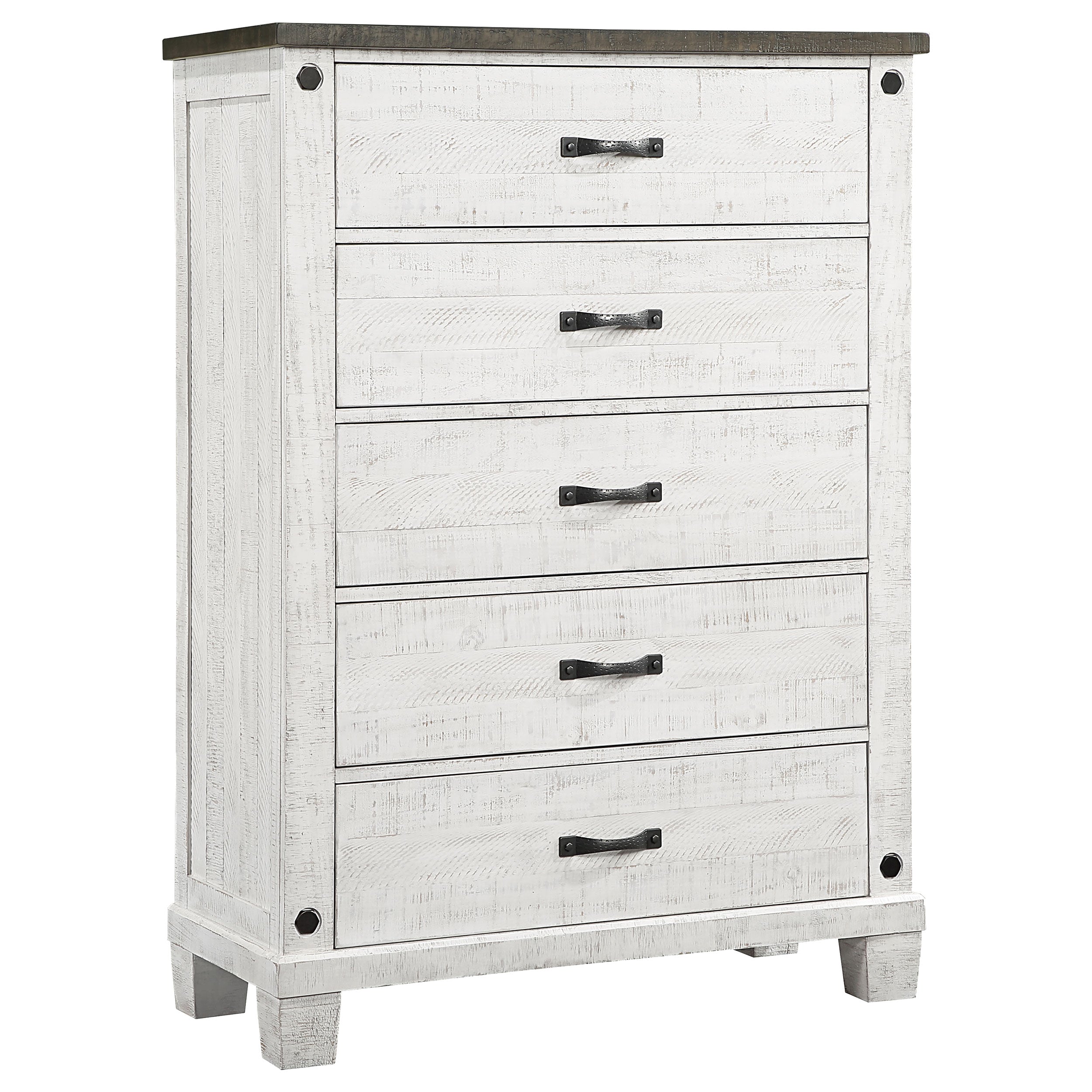 Lilith 5-drawer Bedroom Chest Distressed White — view 1