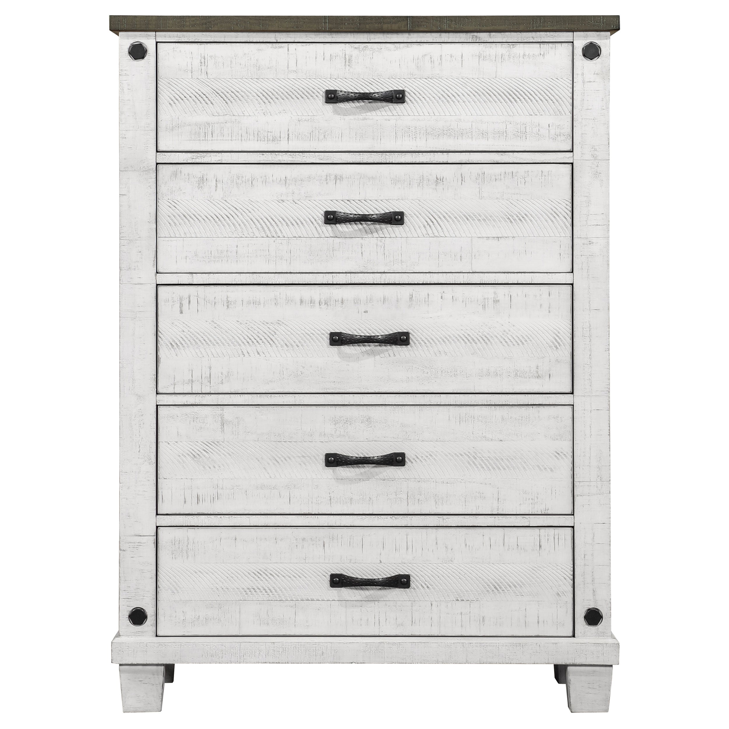 Lilith 5-drawer Bedroom Chest Distressed White — view 5
