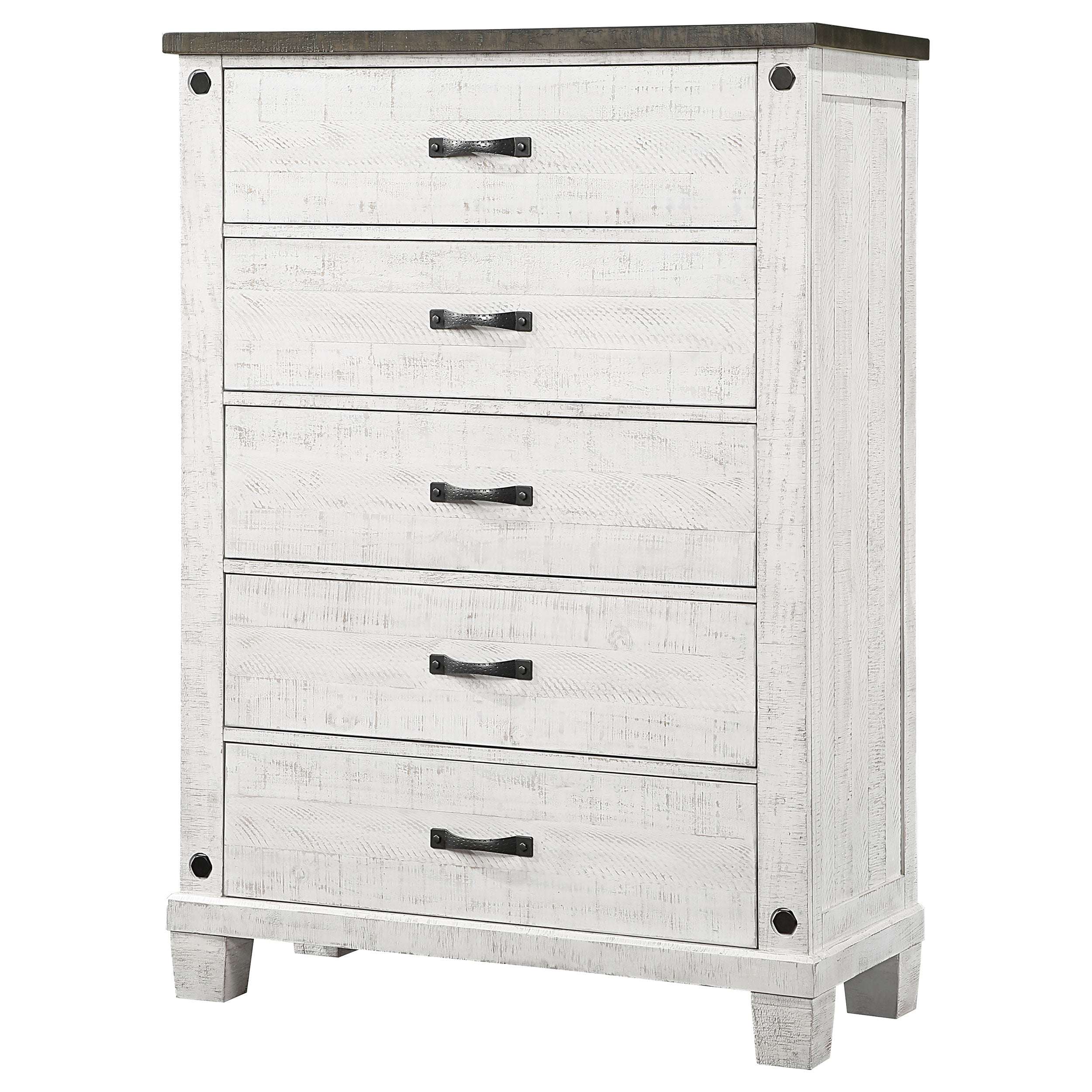 Lilith 5-drawer Bedroom Chest Distressed White — view 6