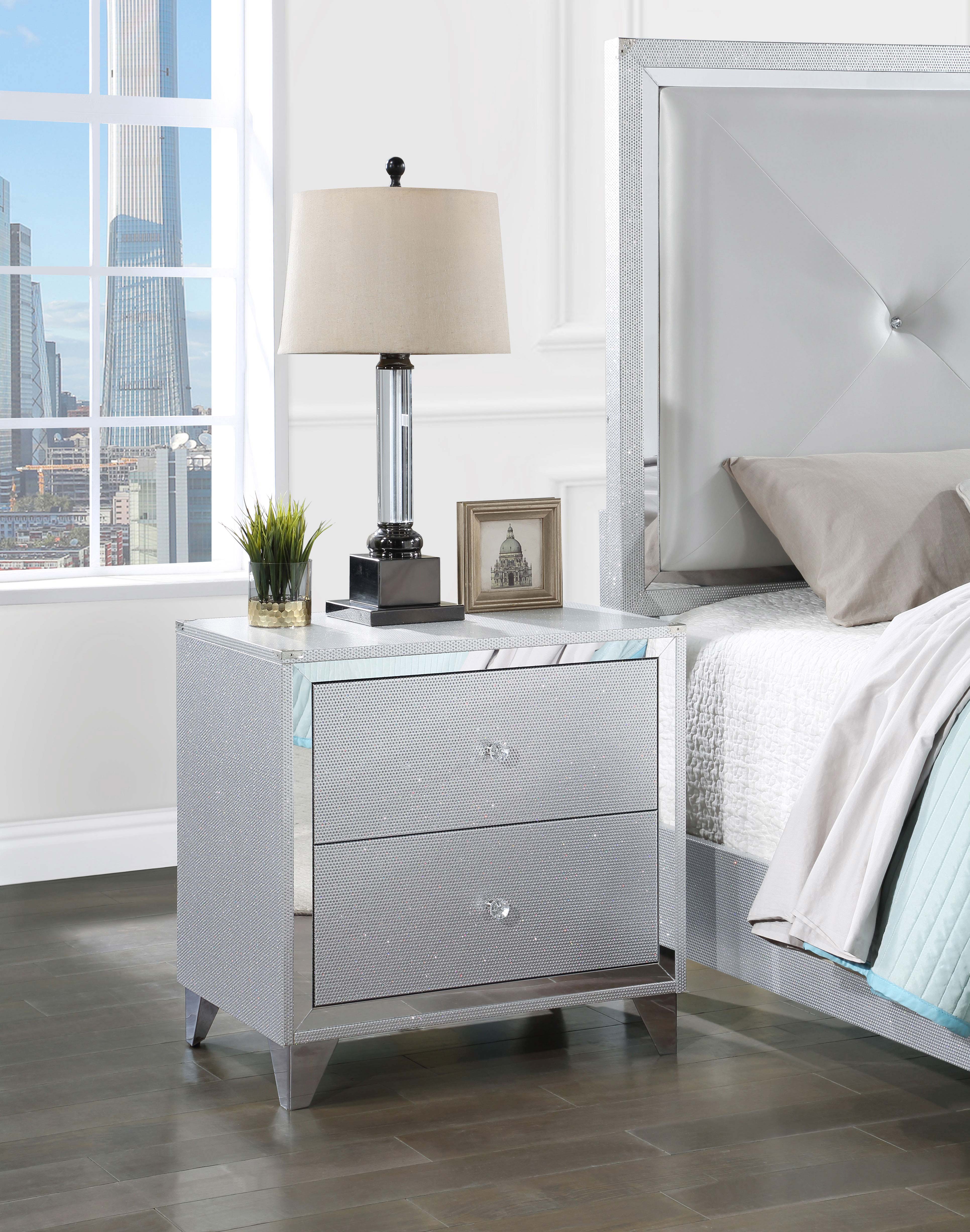 Larue 2-drawer Nightstand Silver — view 2