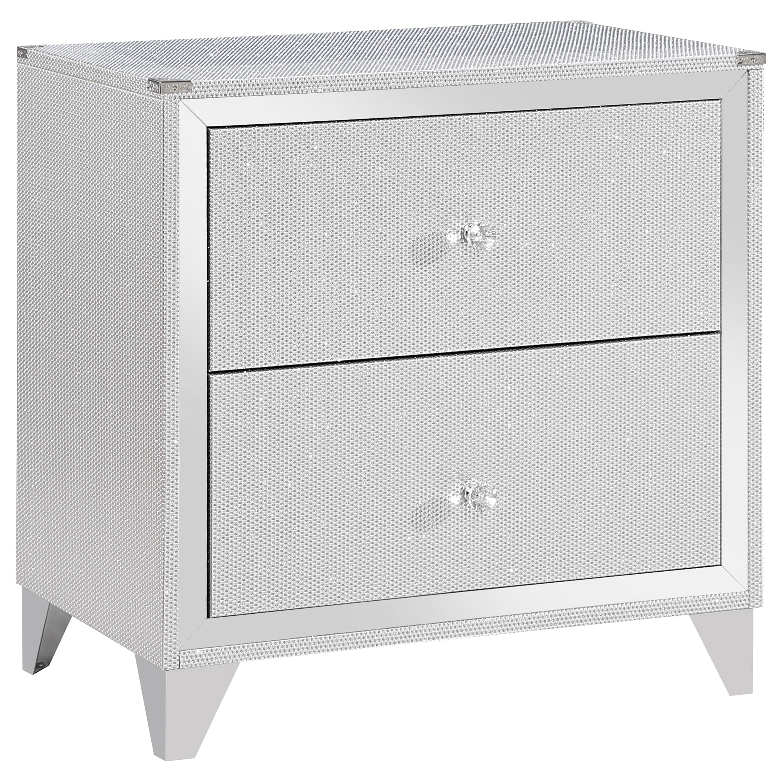 Larue 2-drawer Nightstand Silver — view 1