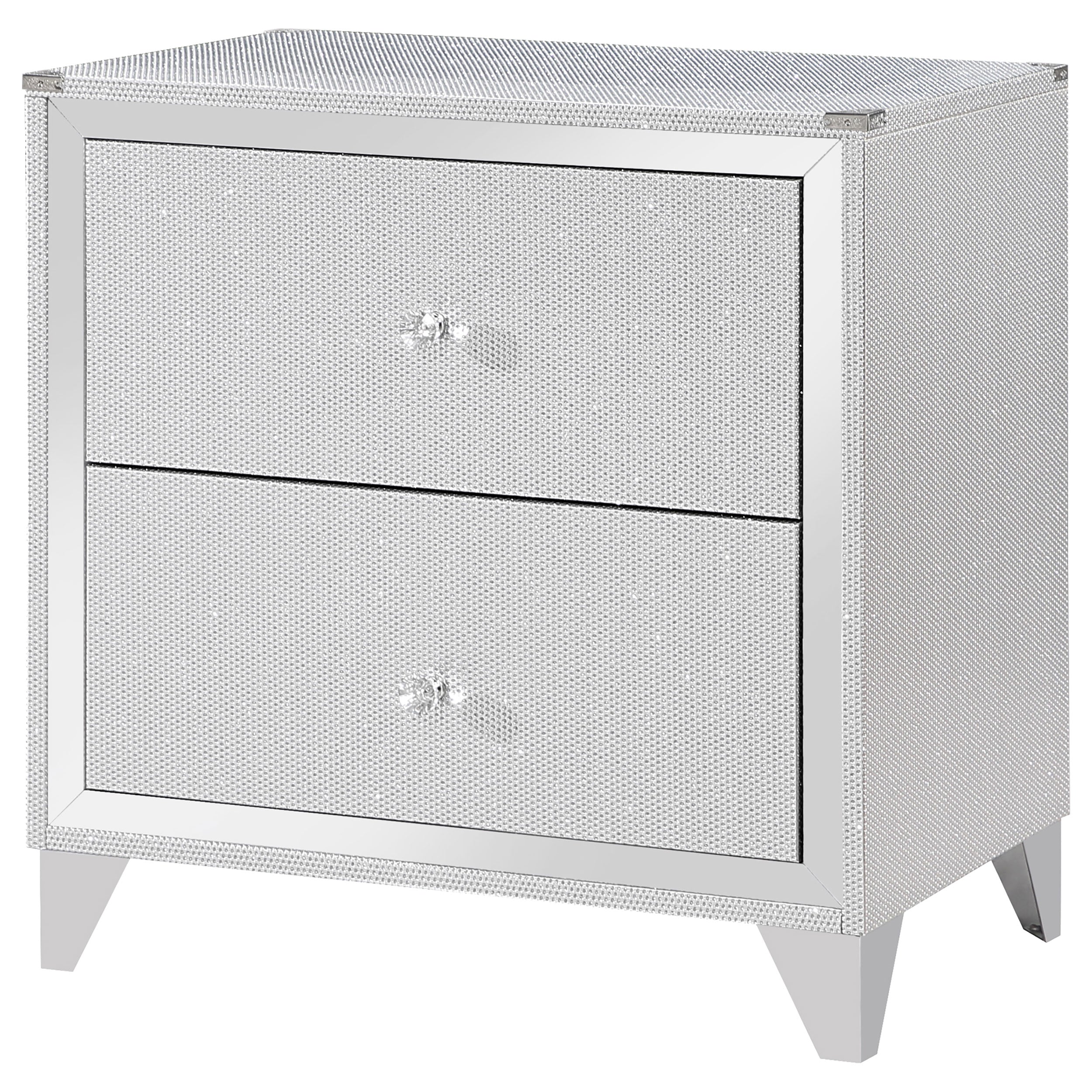 Larue 2-drawer Nightstand Silver — view 4