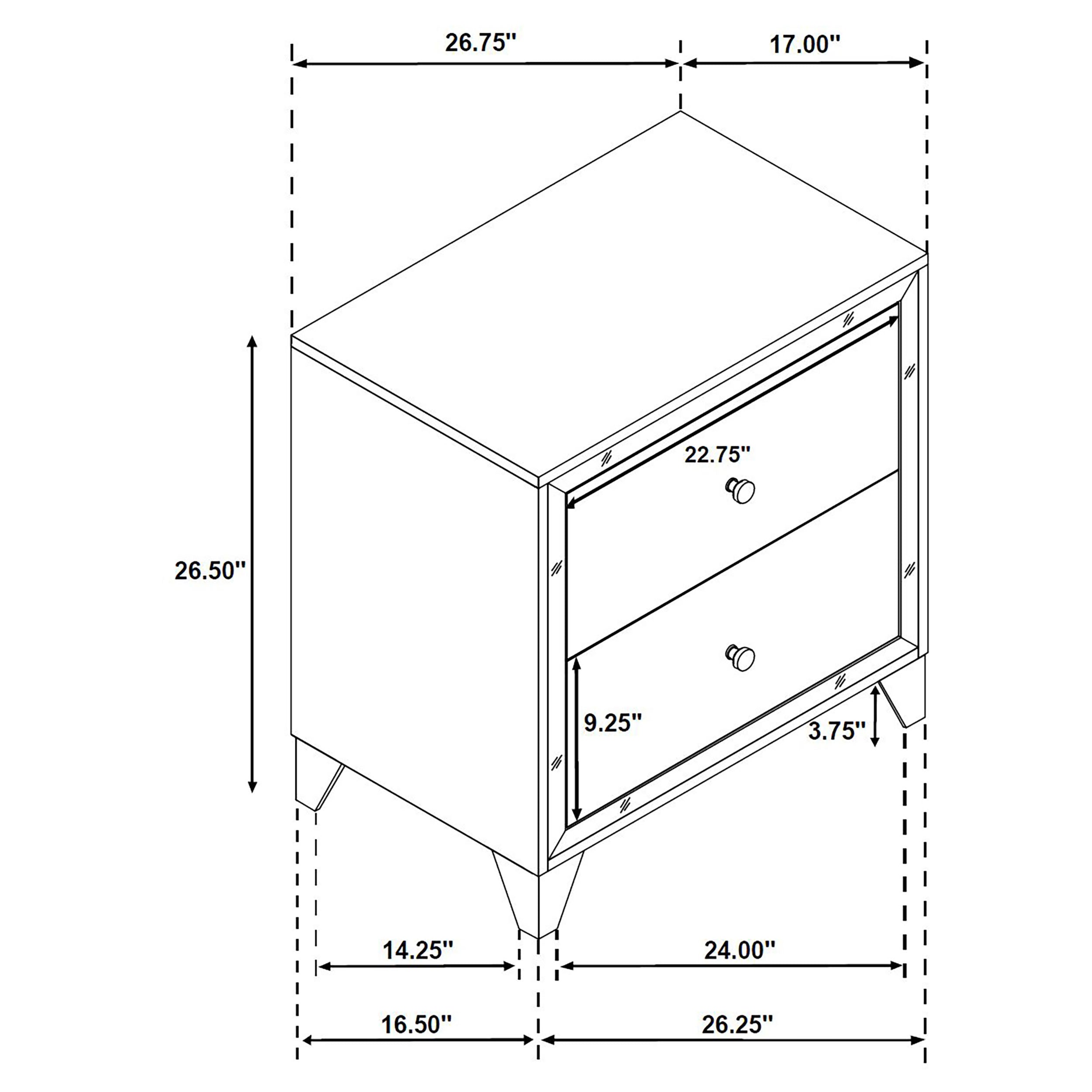 Larue 2-drawer Nightstand Silver — view 13