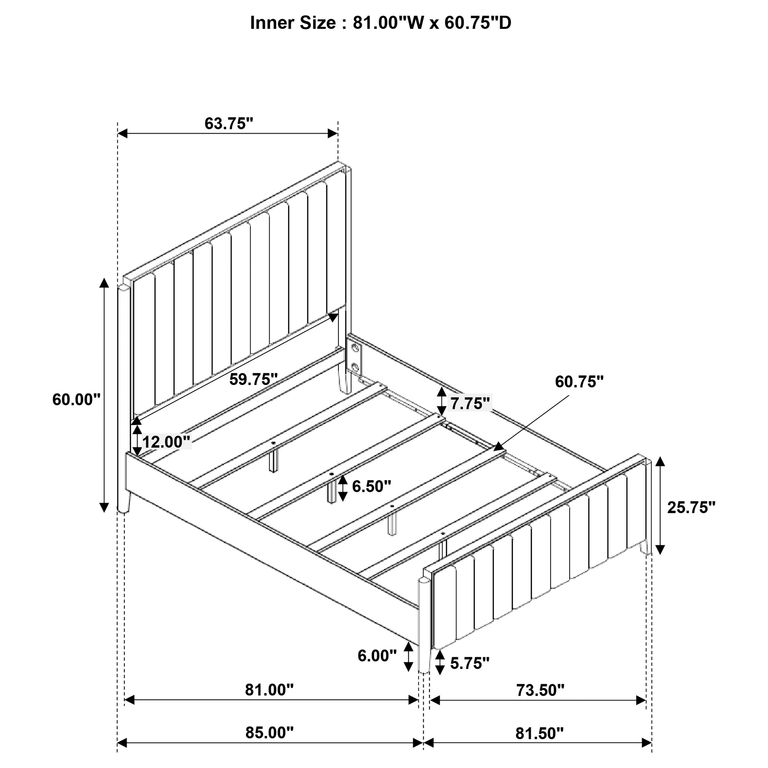 Brookmead 60-inch Upholstered Queen Bed Black — view 11