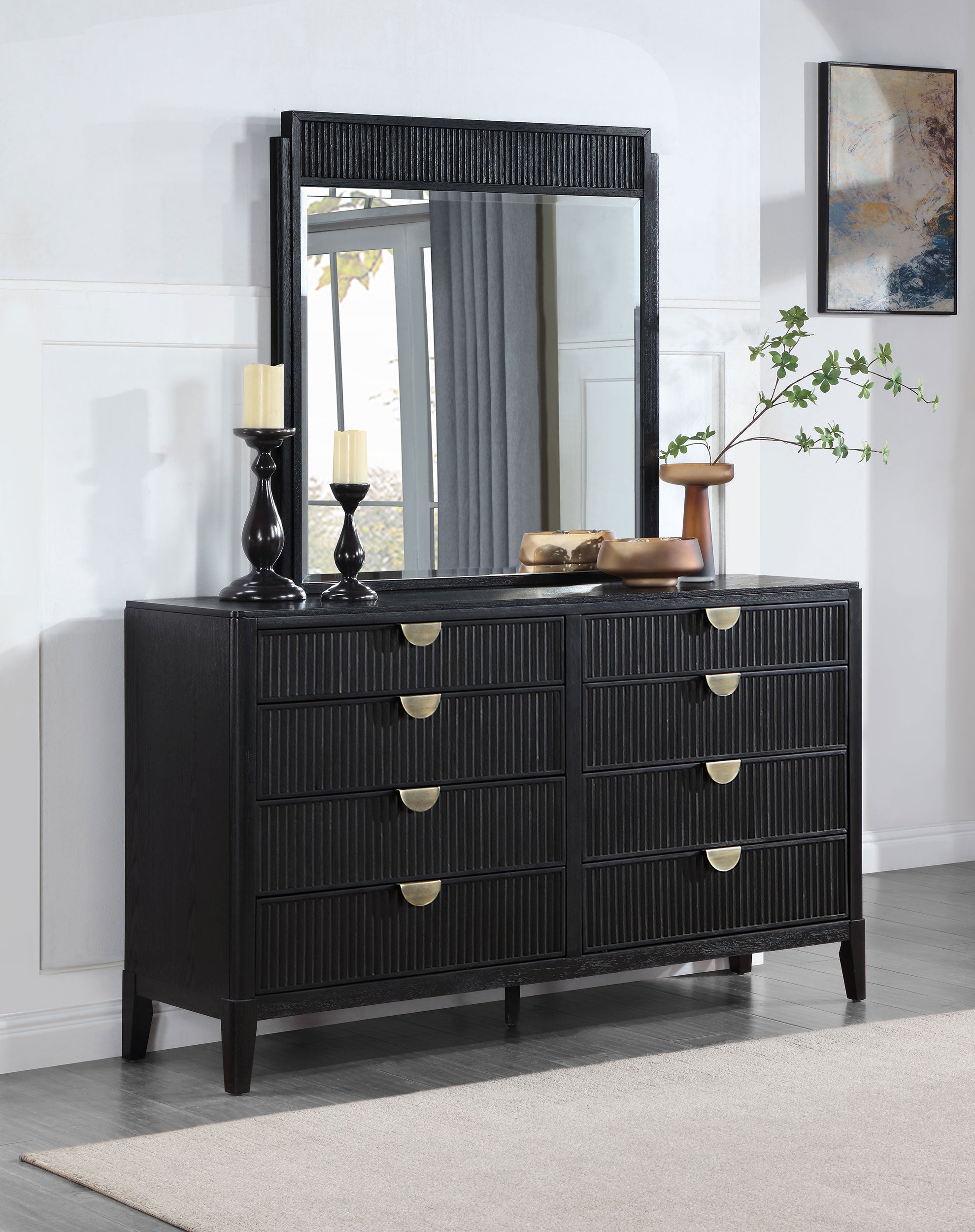 Brookmead 8-drawer Dresser with Mirror Black — view 2