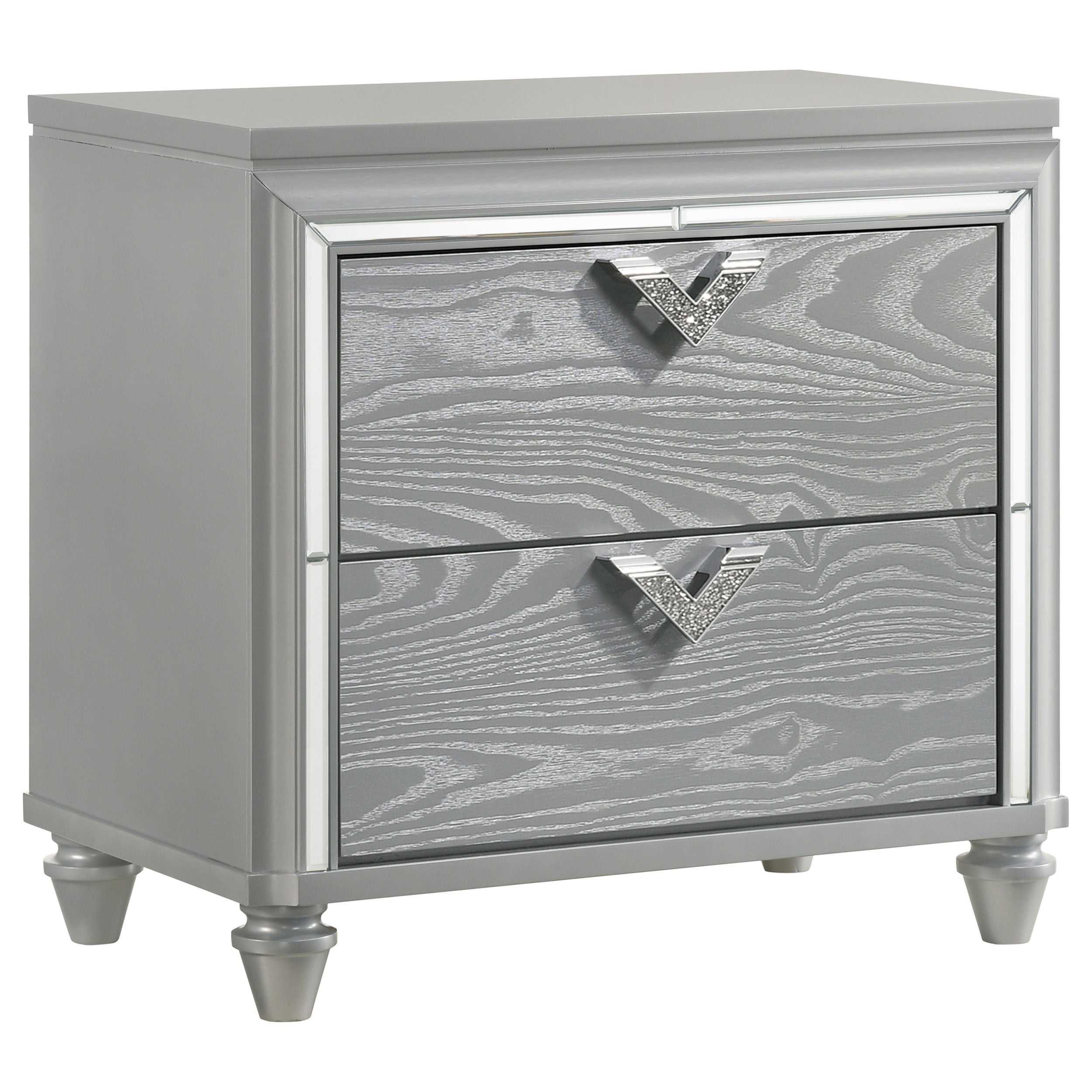 Veronica 2-drawer Nightstand Light Silver — view 1