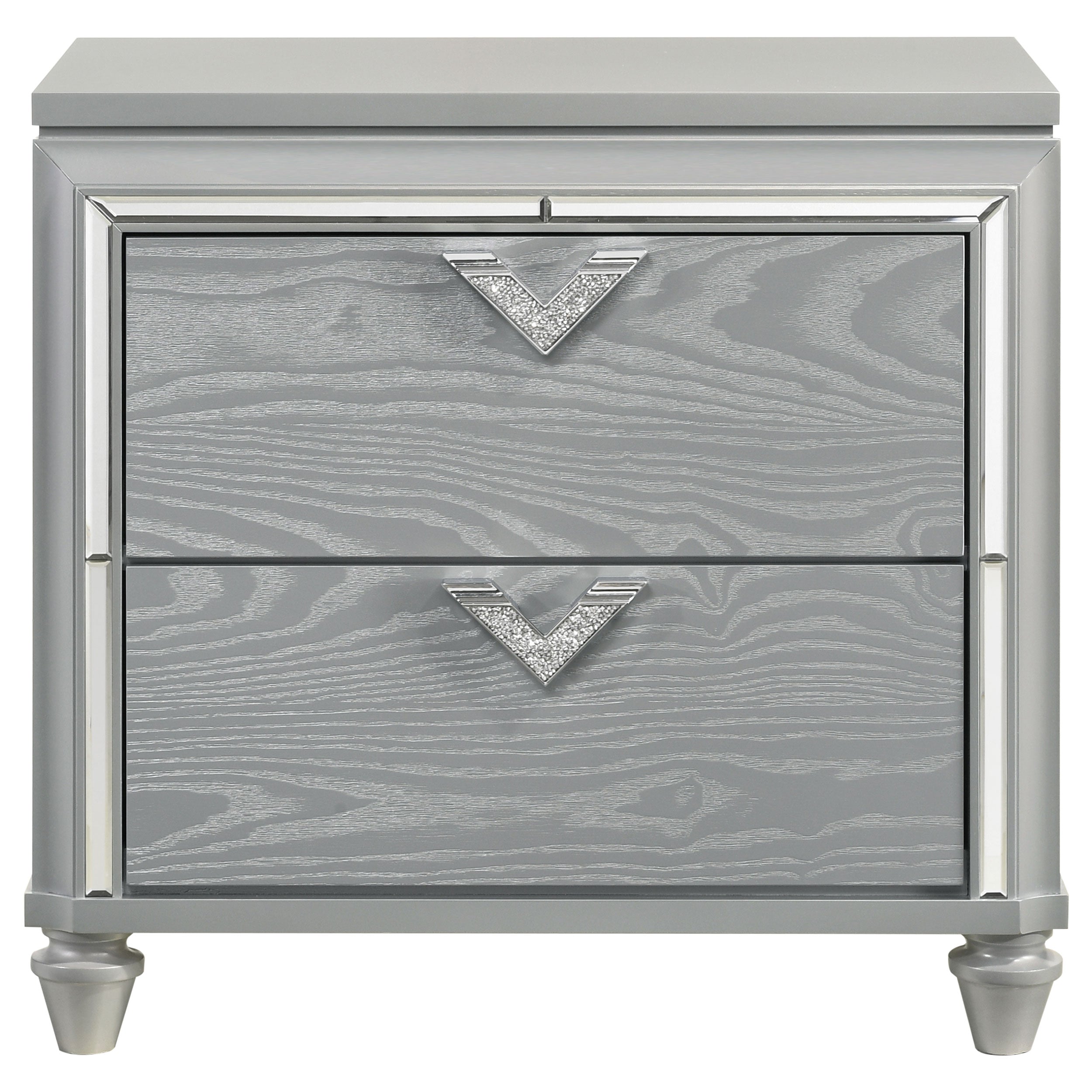 Veronica 2-drawer Nightstand Light Silver — view 3