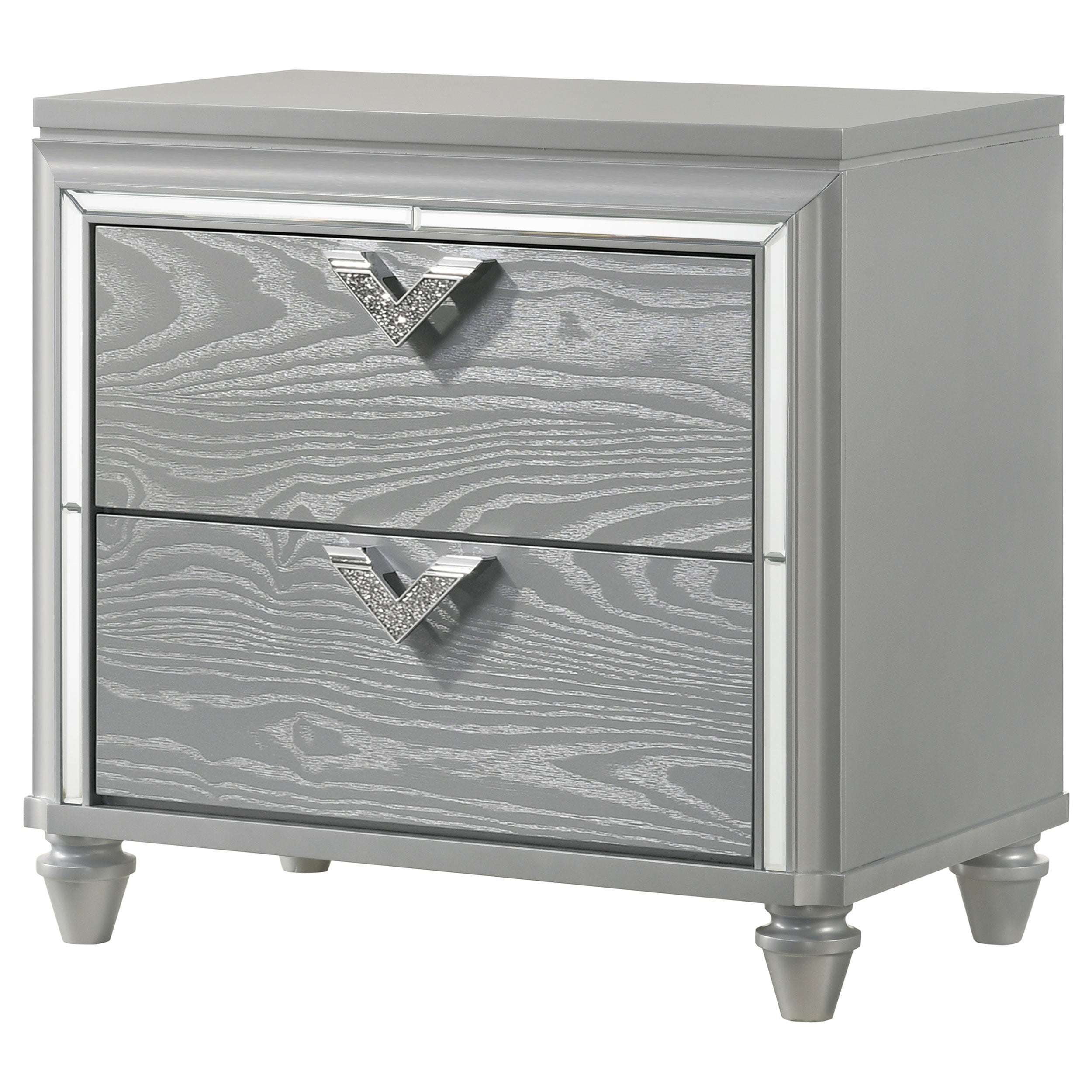 Veronica 2-drawer Nightstand Light Silver — view 4