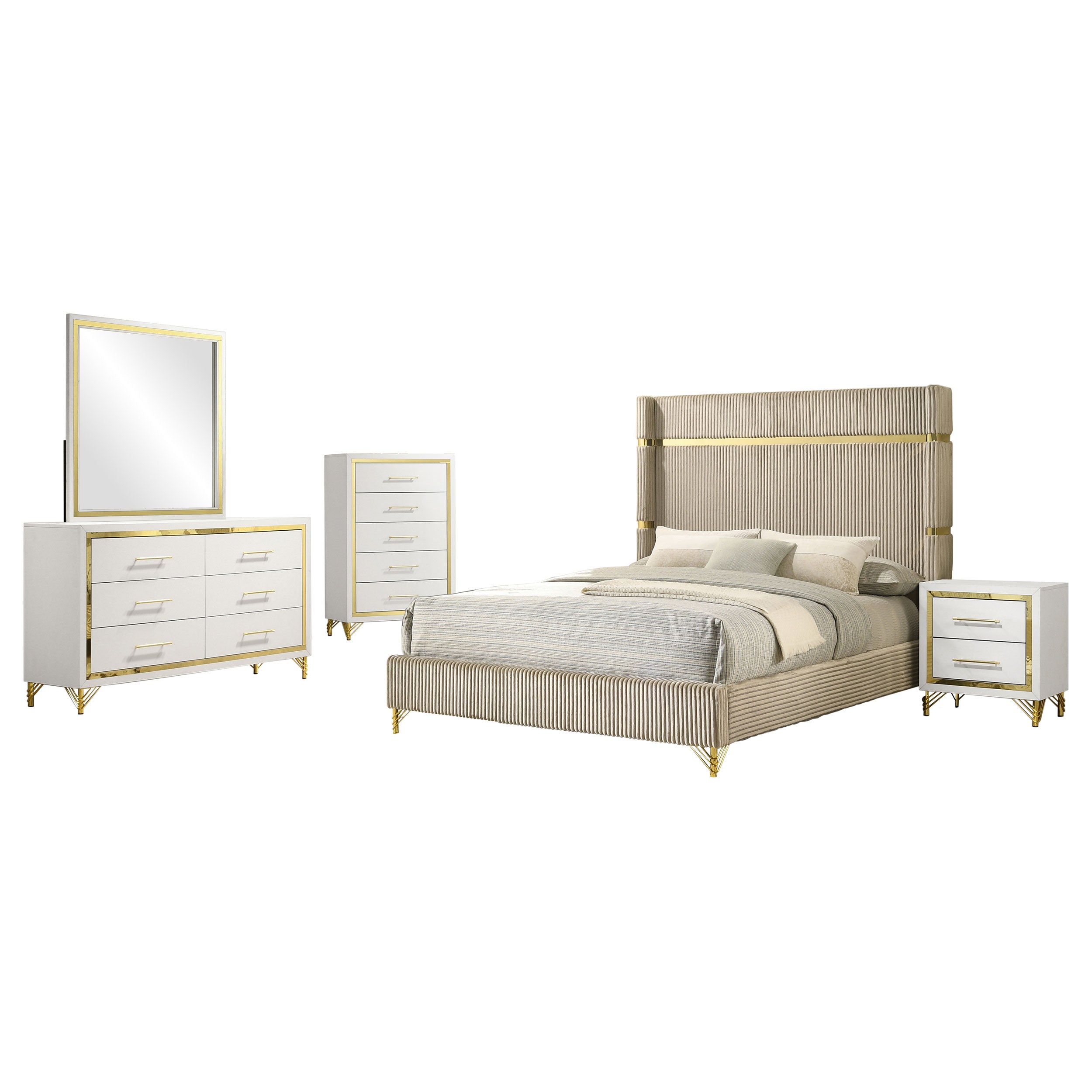 Lucia 5-piece Queen Bedroom Set Beige and White — view 2