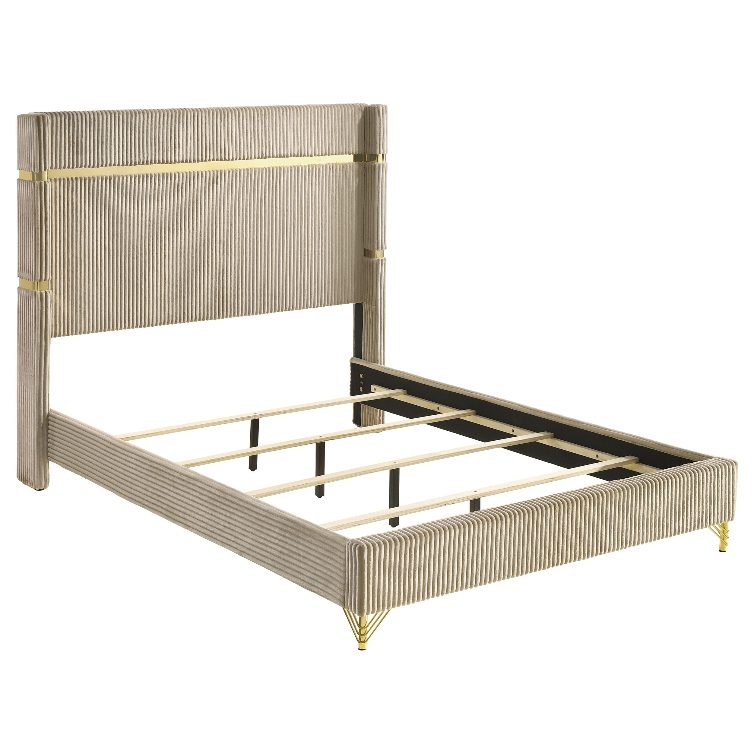 Lucia 61-inch Upholstered Queen Wingback Bed Beige — view 1
