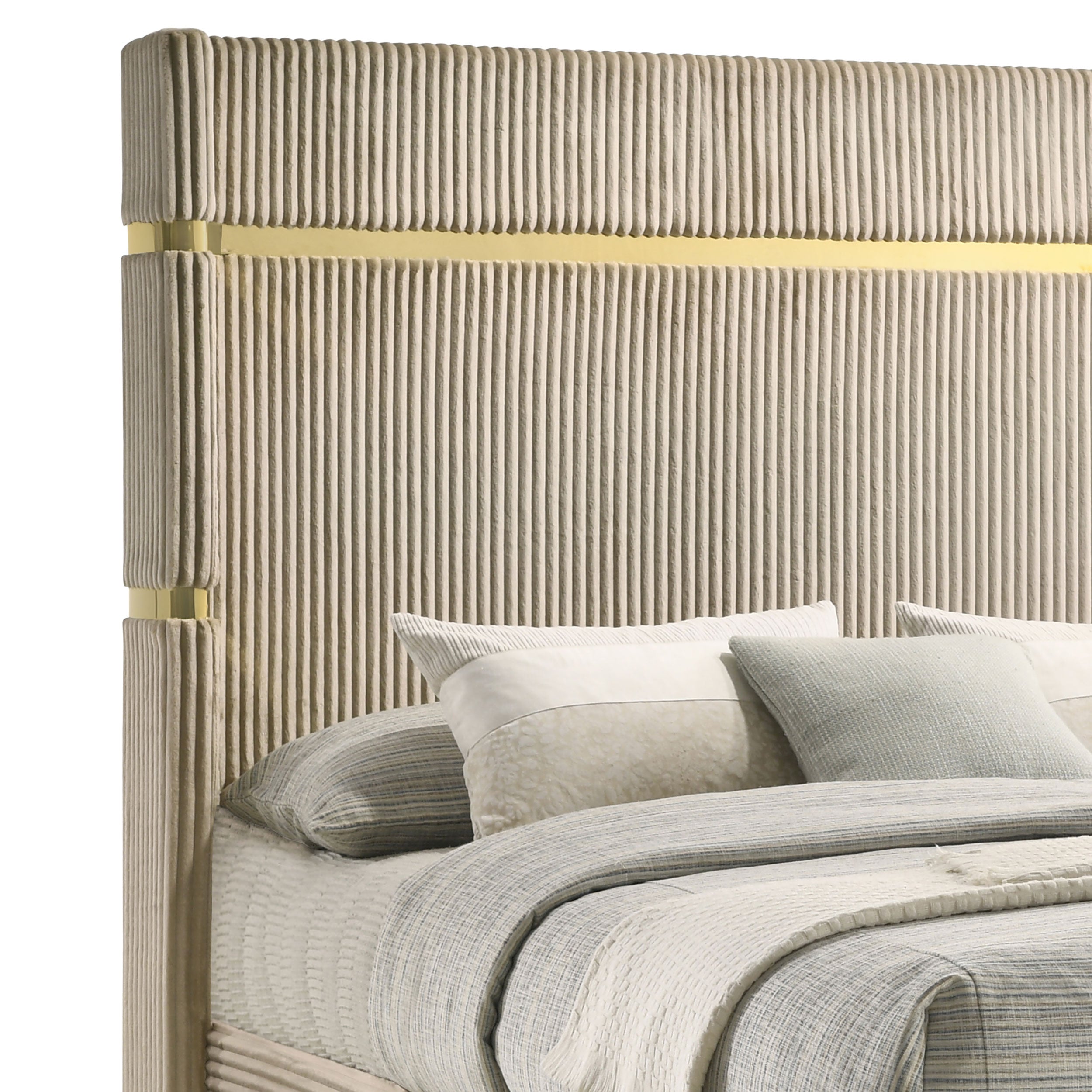 Lucia 61-inch Upholstered Queen Wingback Bed Beige — view 5