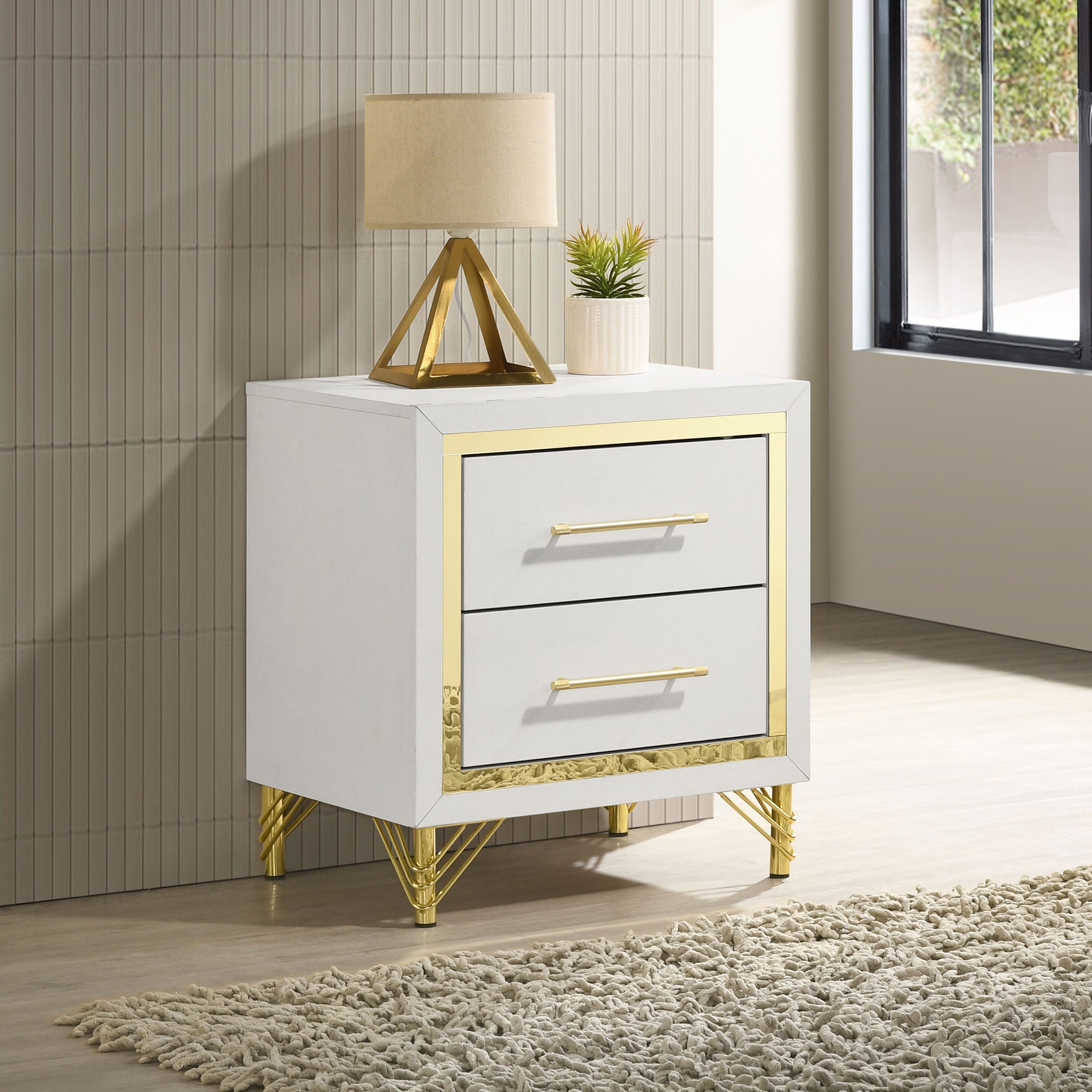 Lucia 2-drawer Nightstand Bedside Table White — view 2