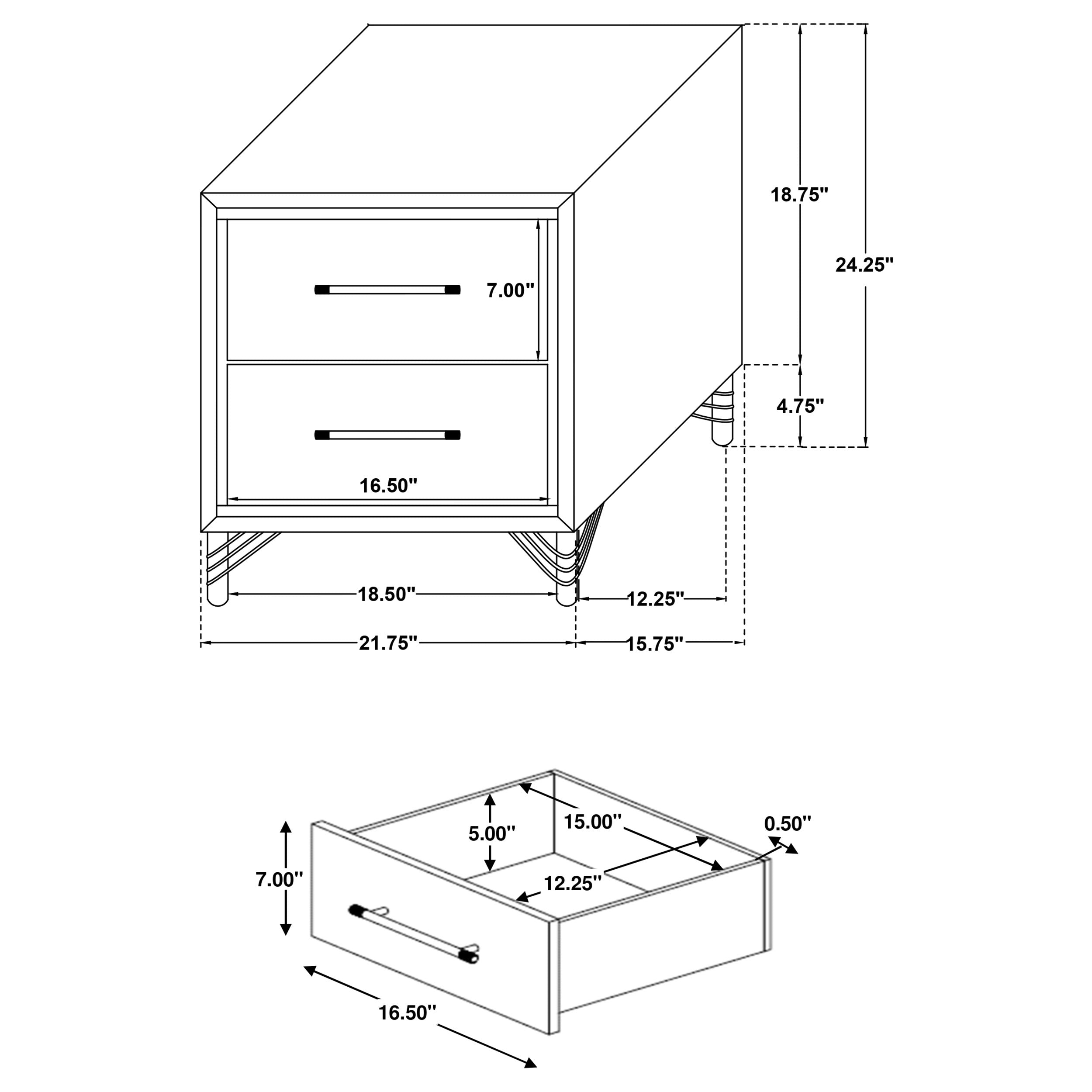 Lucia 2-drawer Nightstand Bedside Table White — view 13