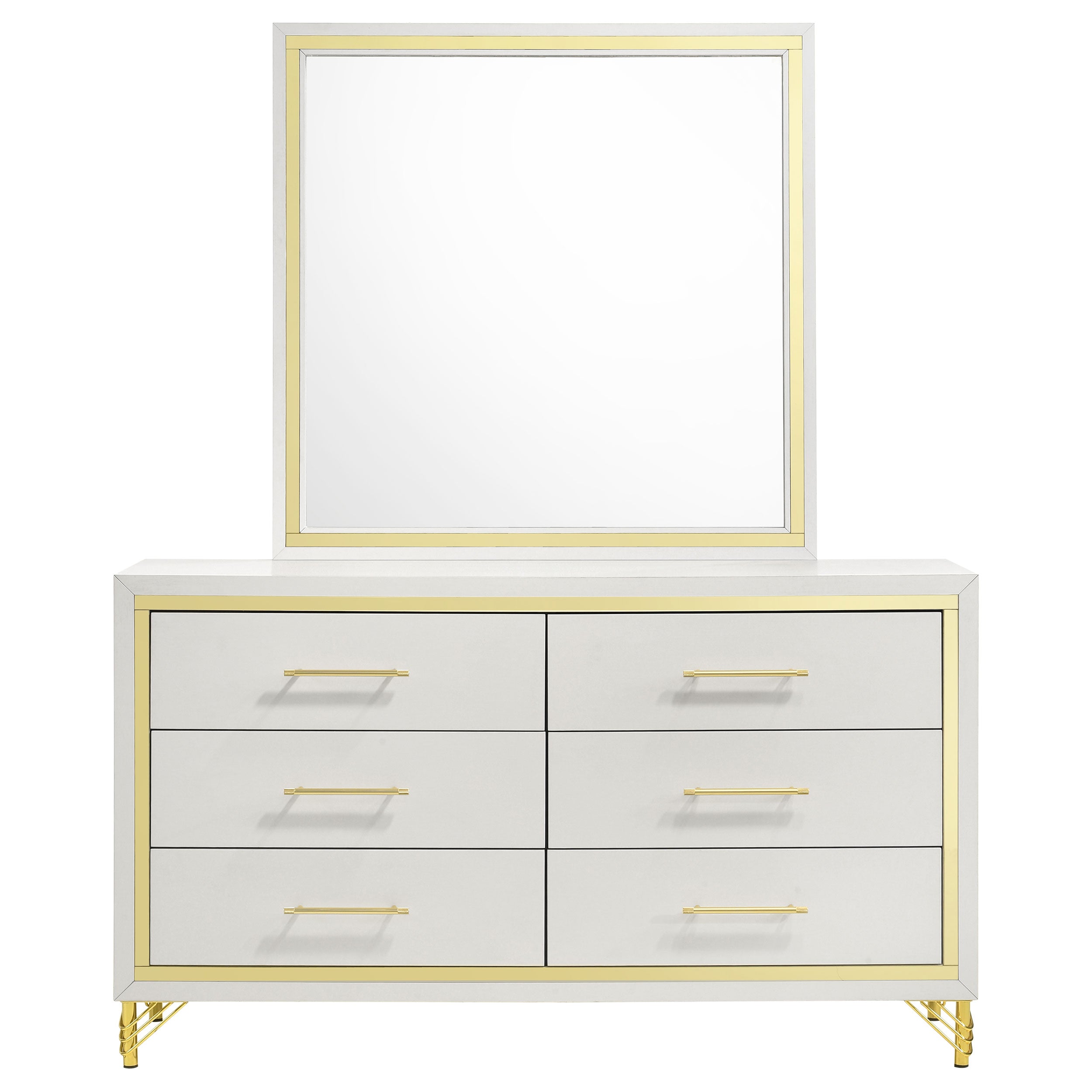 Lucia 6-drawer Dresser with Mirror White  — view 3