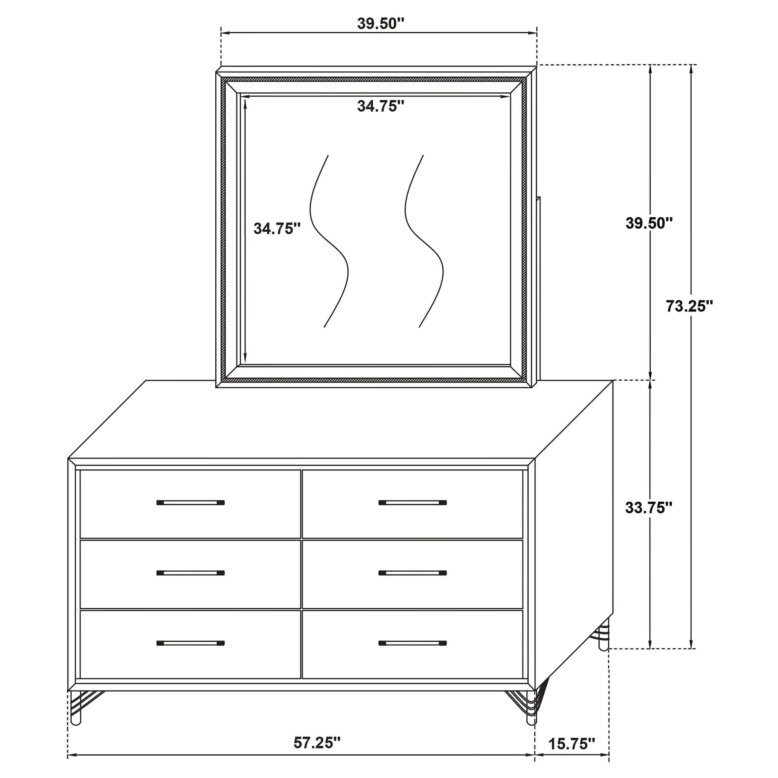 Lucia 6-drawer Dresser with Mirror White  — view 13