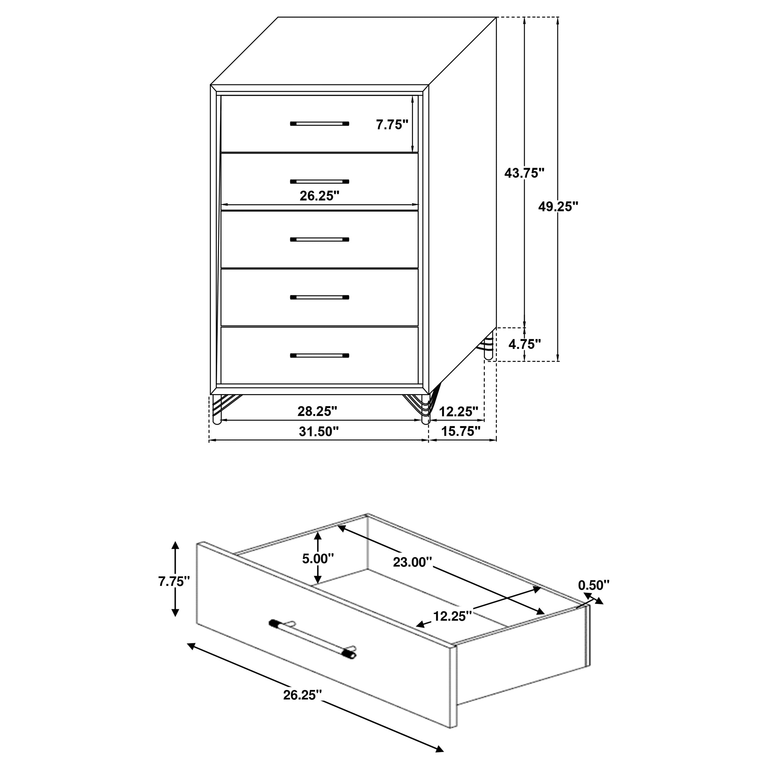 Lucia 5-drawer Bedroom Chest of Drawers White — view 12