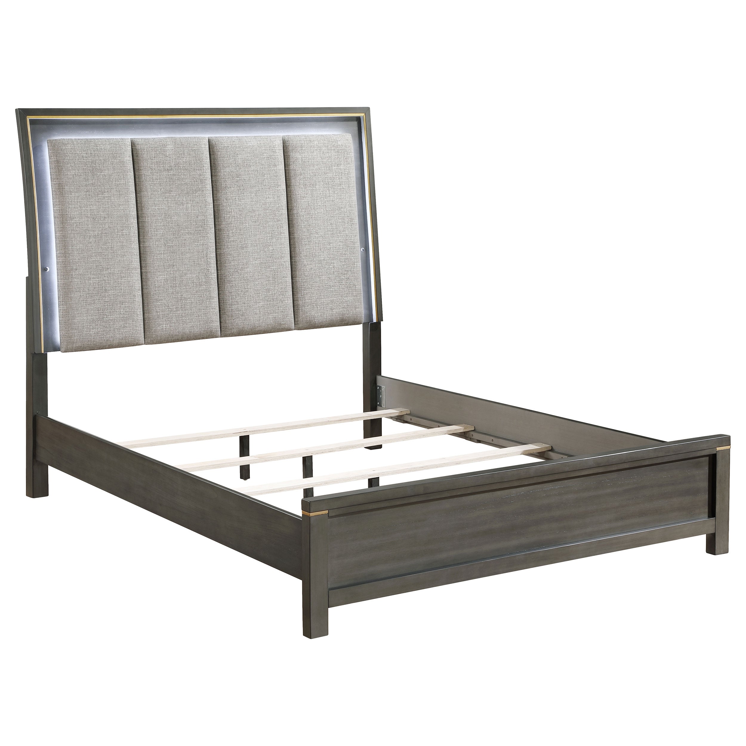 Kieran Wood California King LED Panel Bed Grey — view 1
