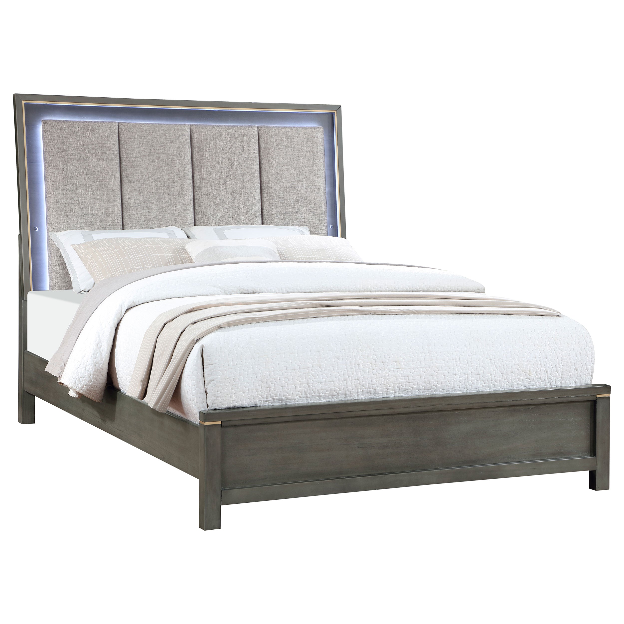 Kieran Wood California King LED Panel Bed Grey — view 3