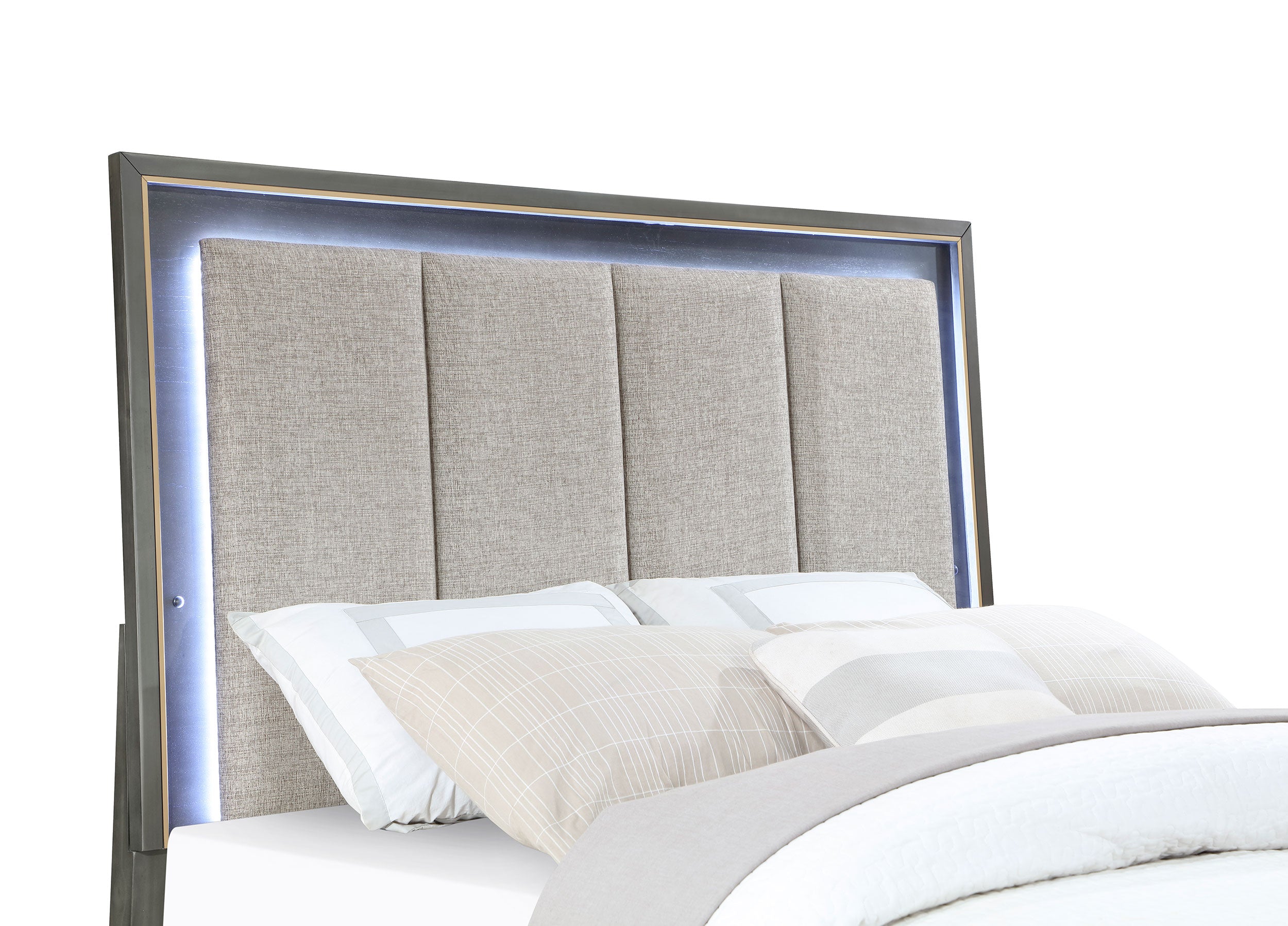 Kieran Wood California King LED Panel Bed Grey — view 5