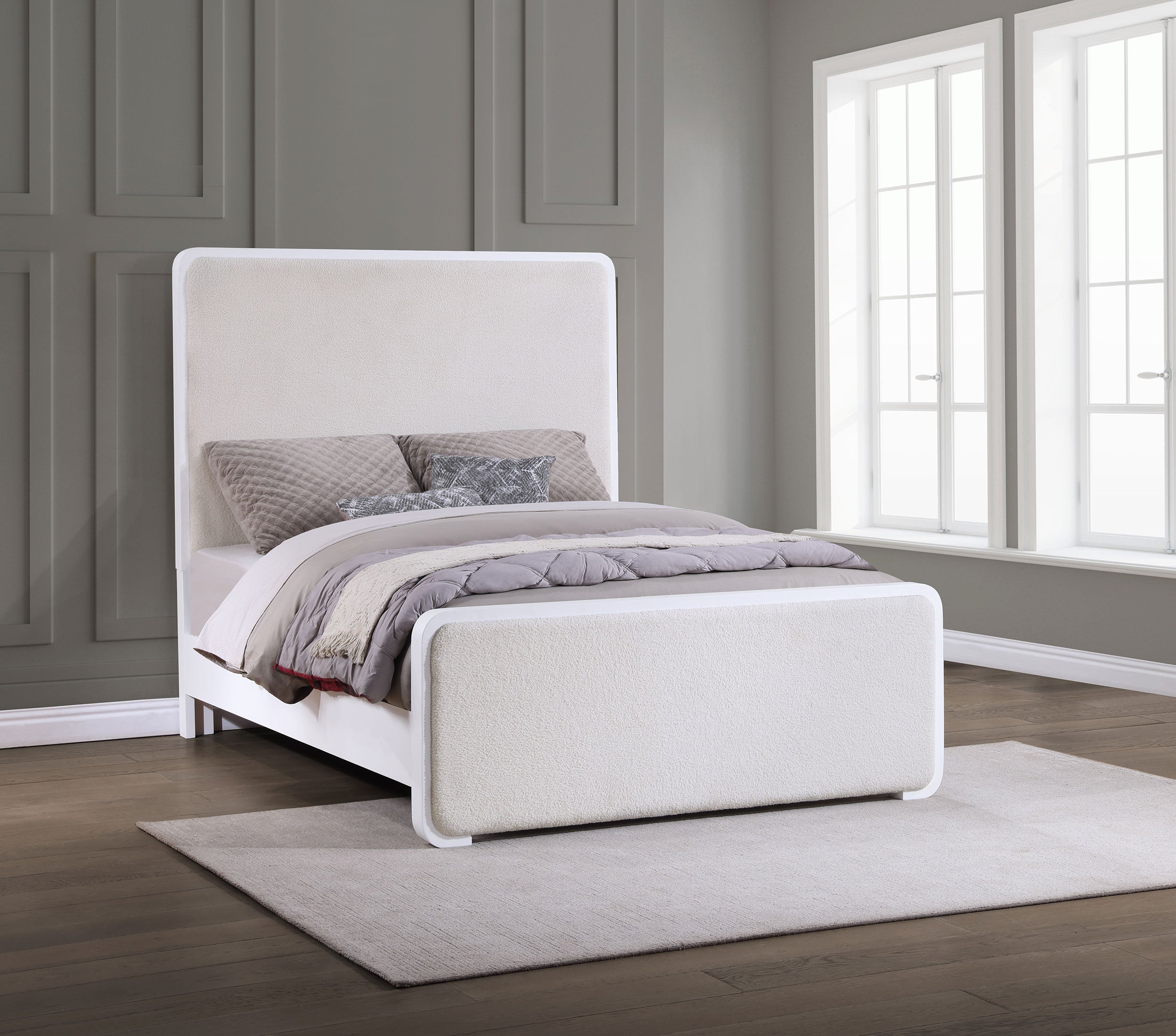 Anastasia Upholstered California King Panel Bed Pearl White — view 2