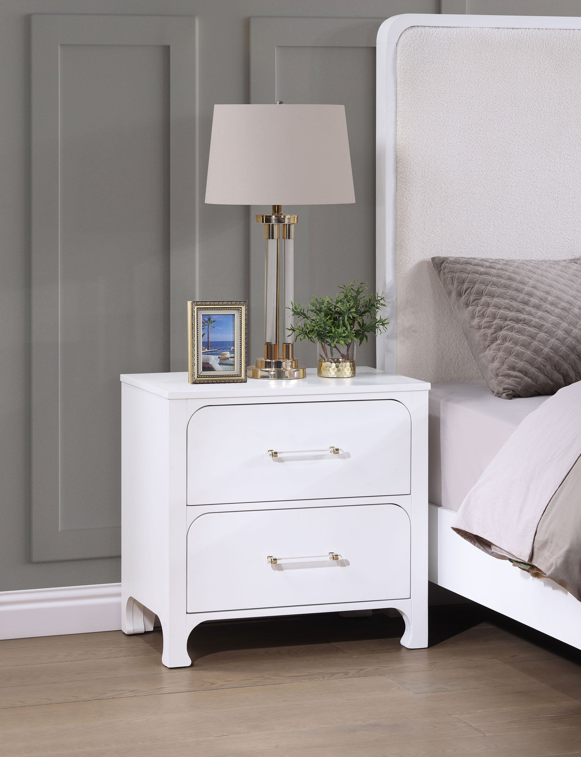 Anastasia 2-drawer Nightstand Pearl White — view 2