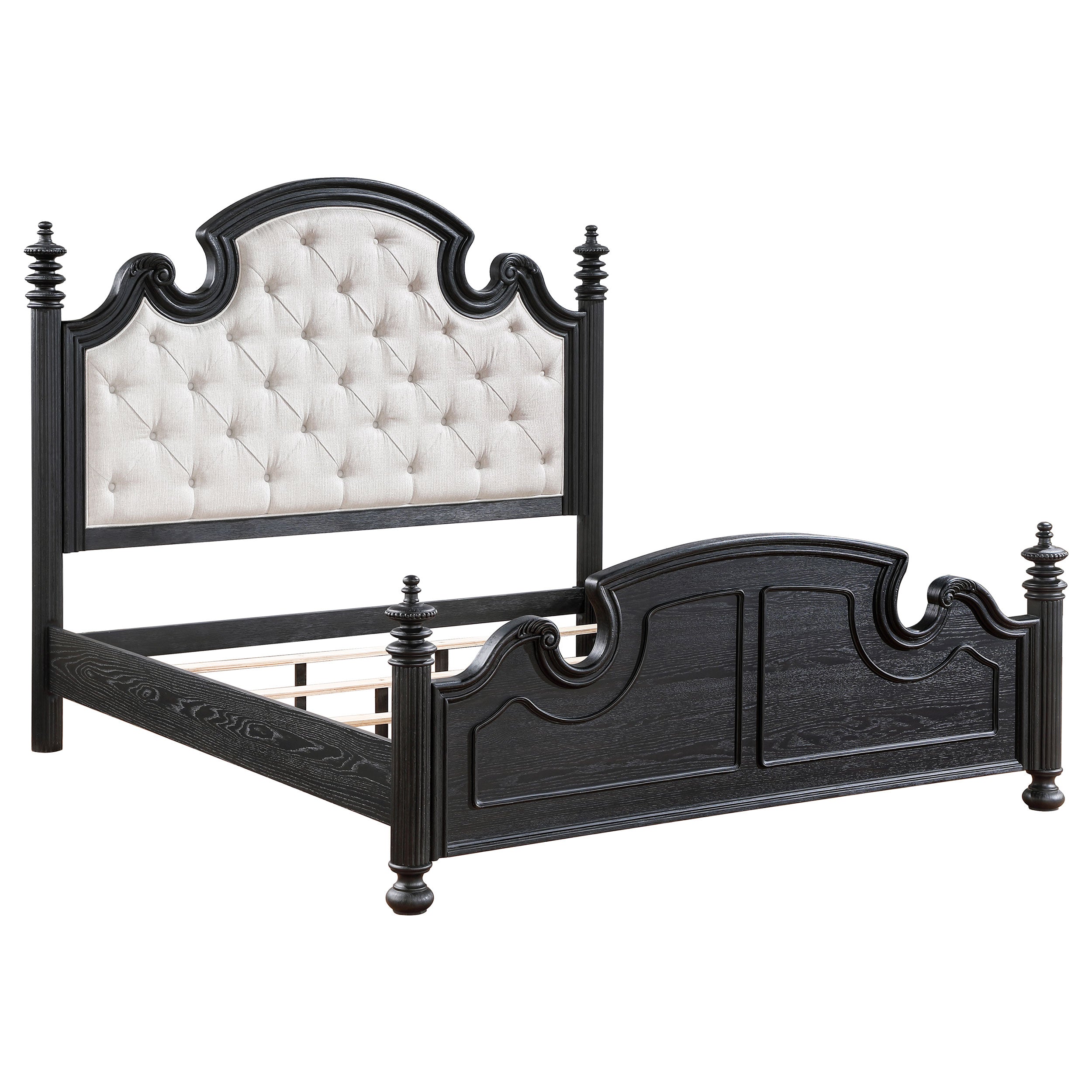Celina Wood Queen Poster Bed Black — view 1