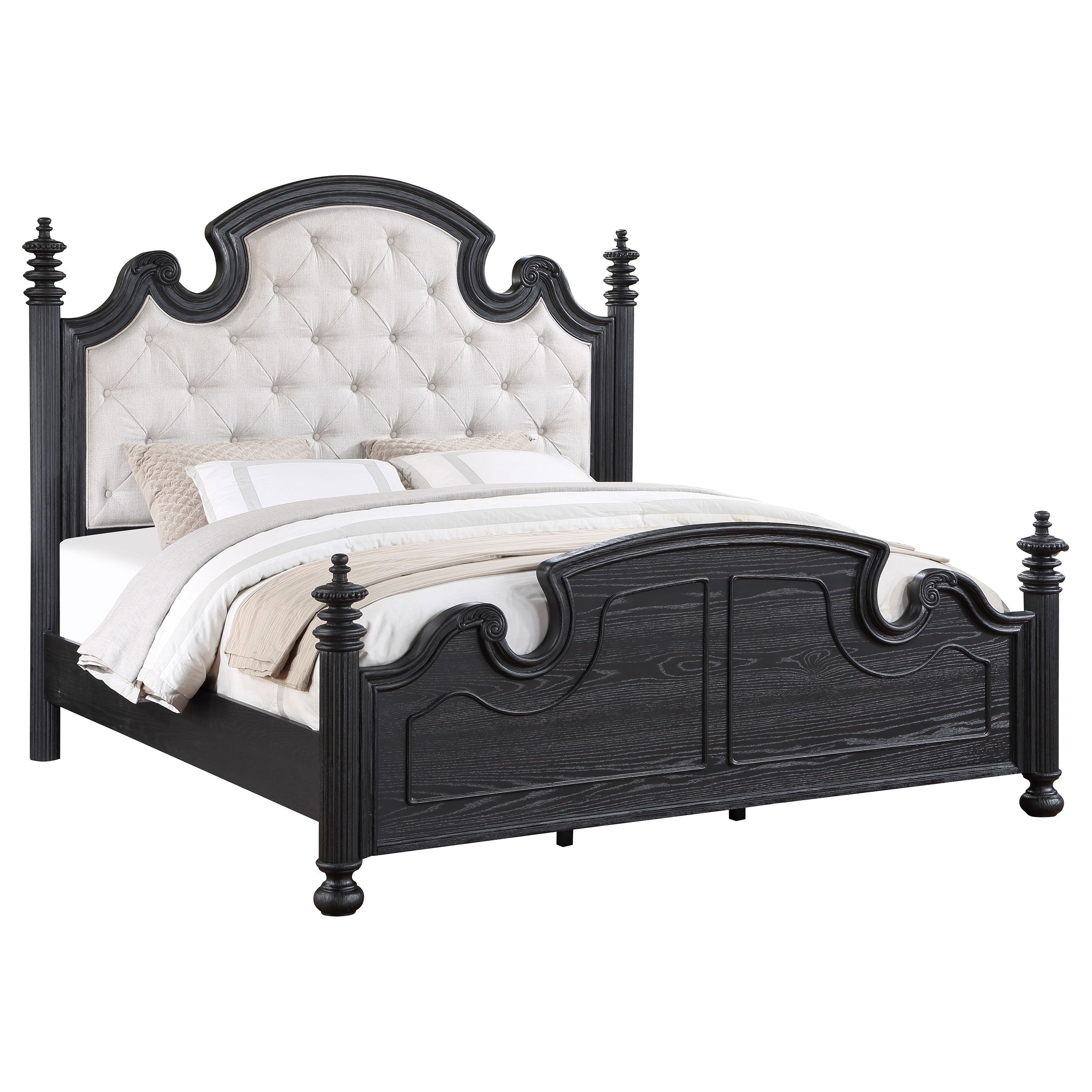 Celina Wood Queen Poster Bed Black — view 3