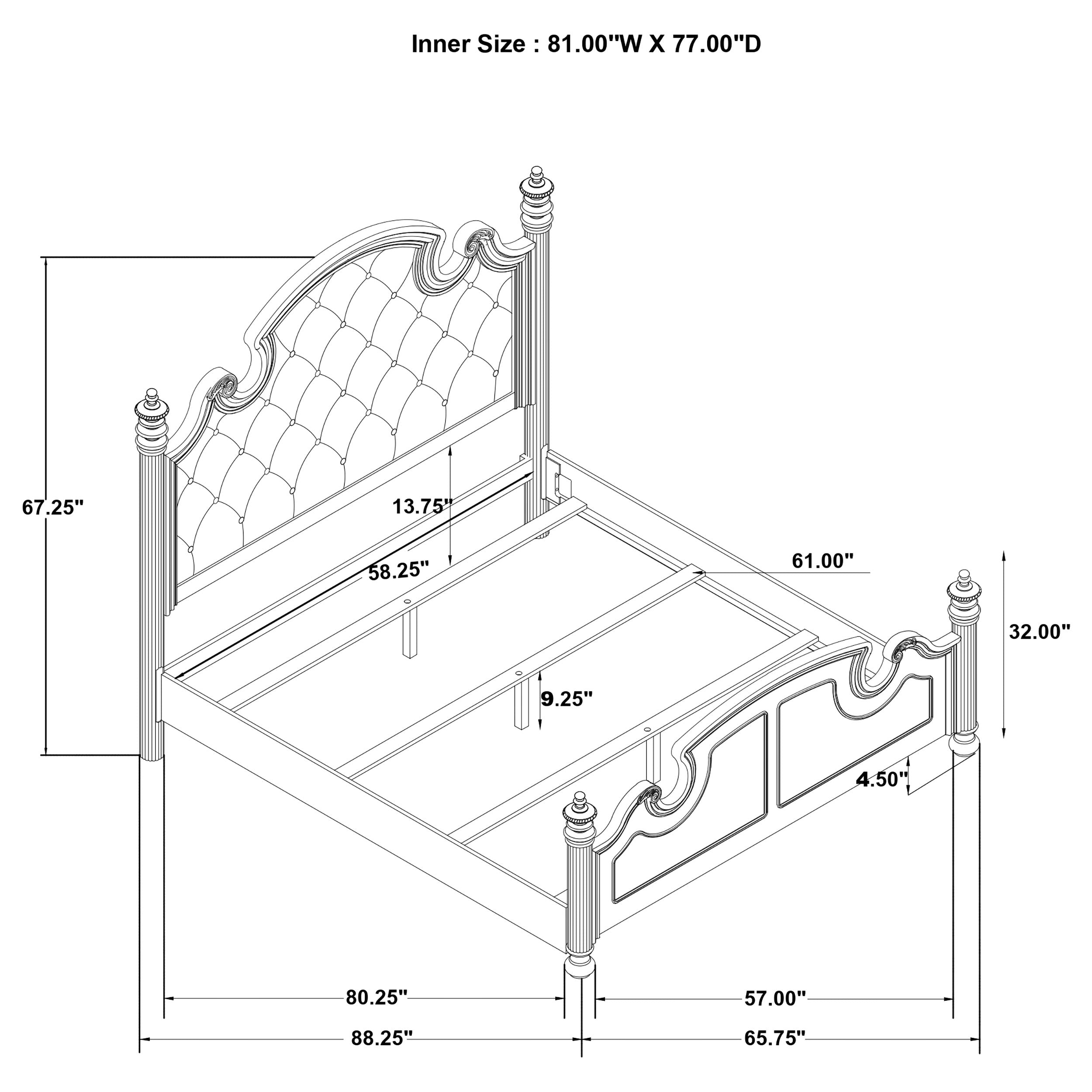 Celina Wood Queen Poster Bed Black — view 8