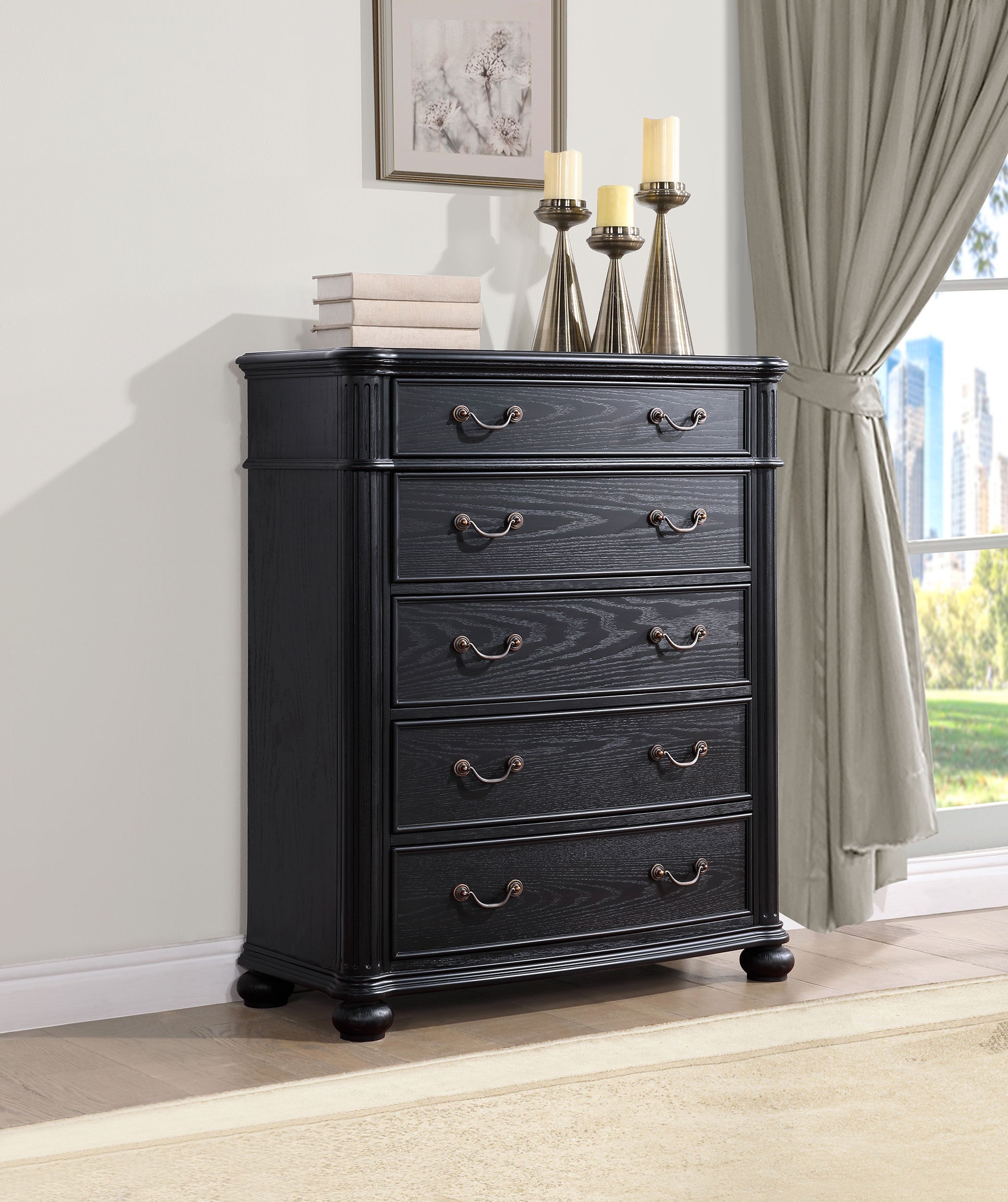 Celina 5-drawer Bedroom Chest Black — view 2