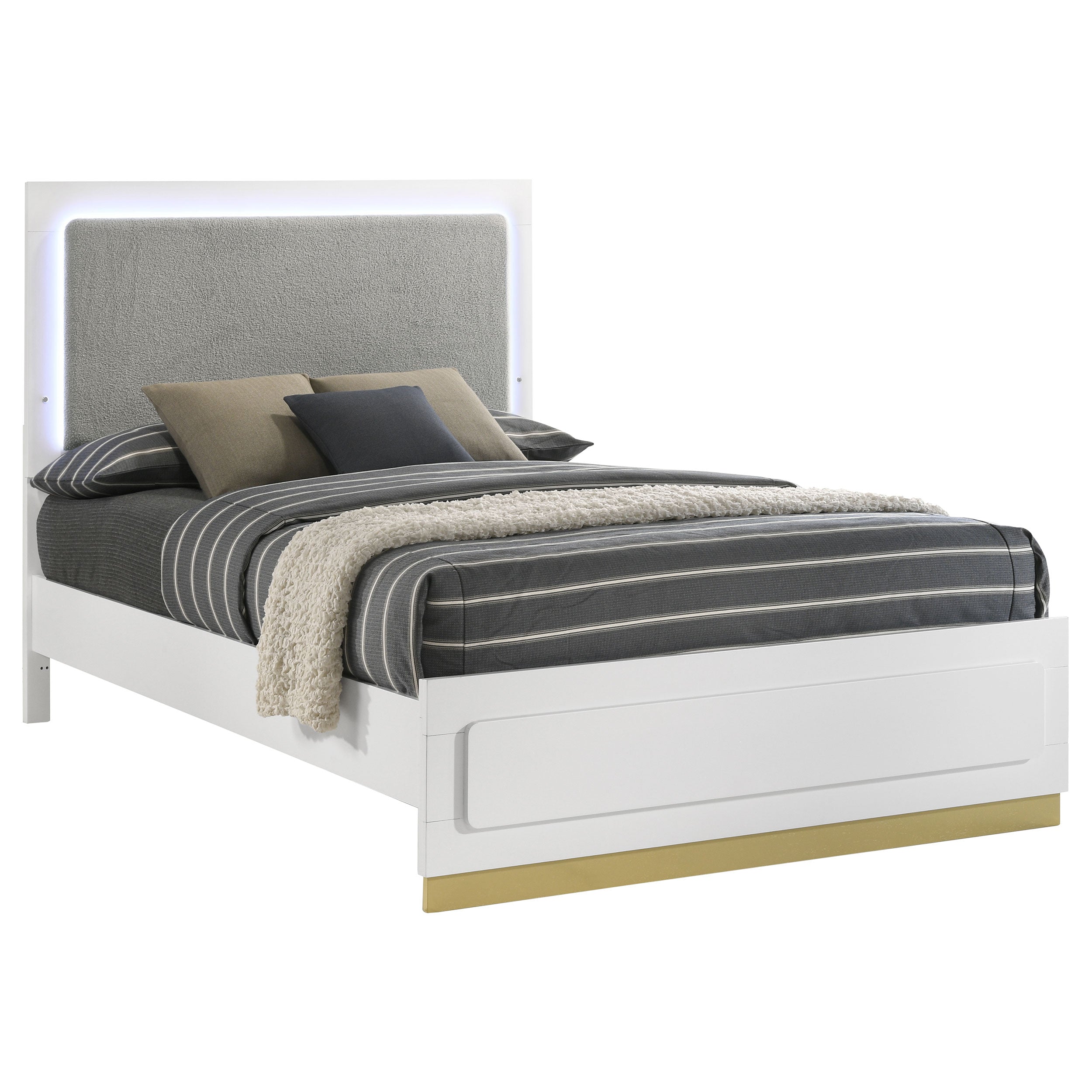 Caraway Wood California King LED Panel Bed White — view 3