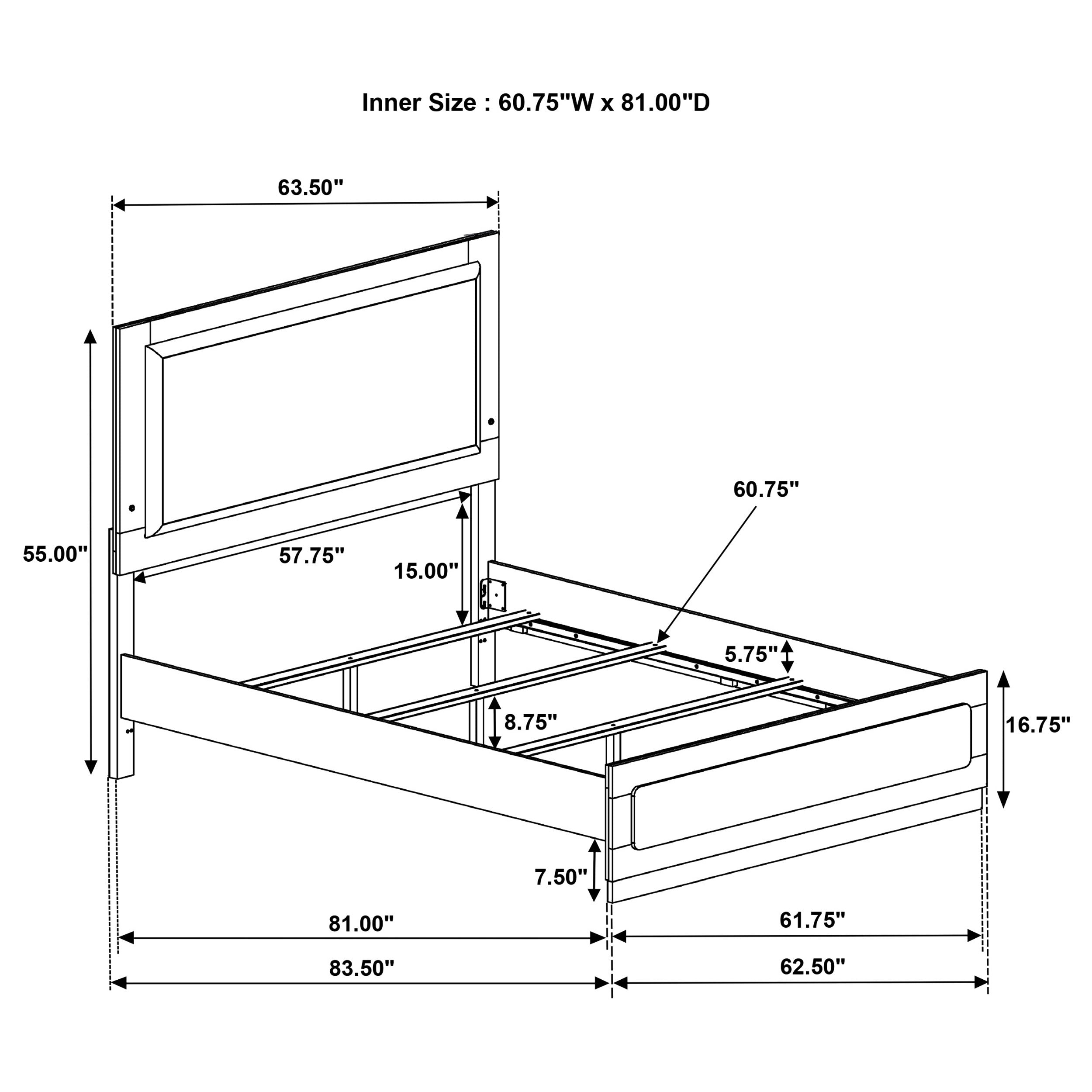 Caraway Wood Queen LED Panel Bed White — view 7