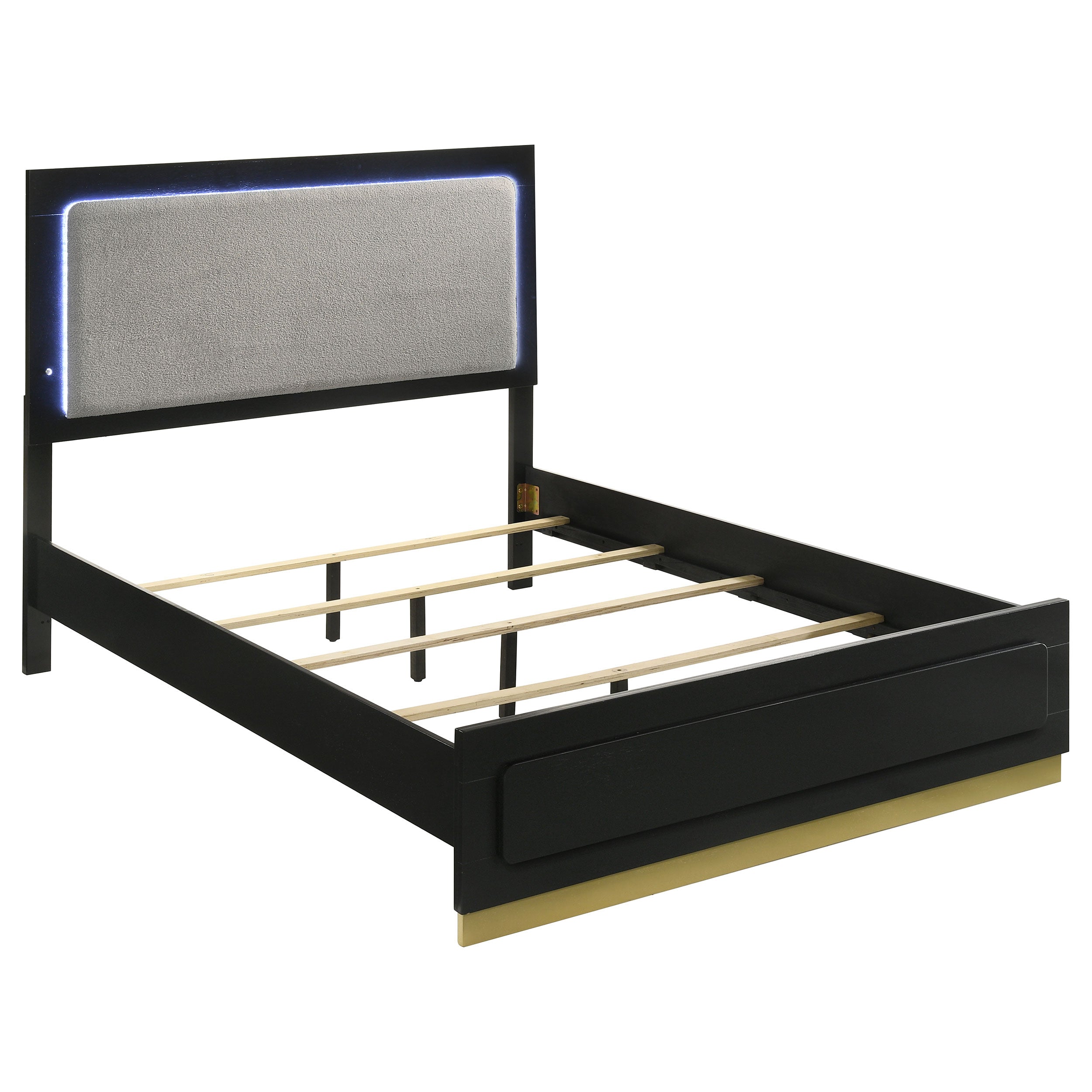 Caraway Wood California King LED Panel Bed Black — view 1