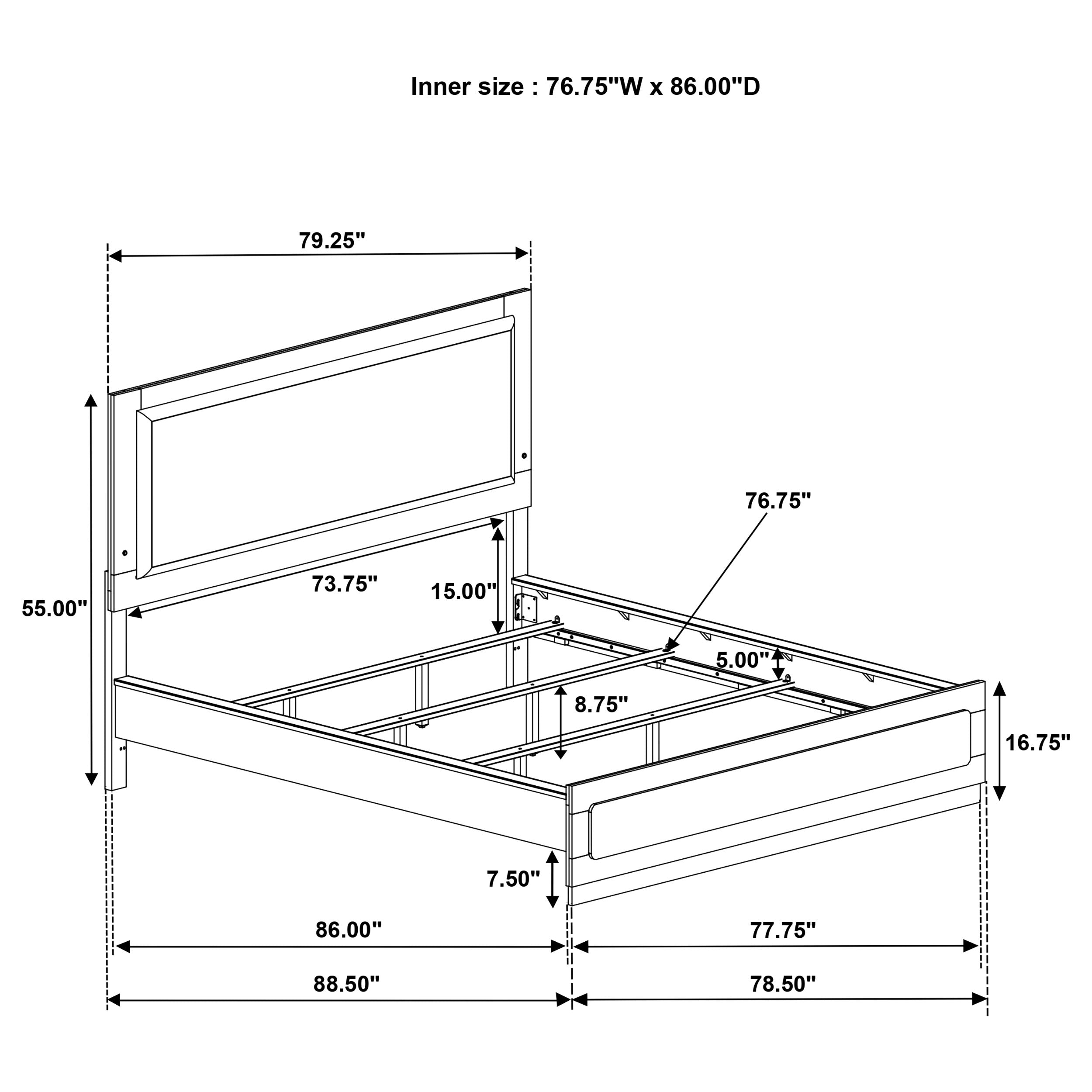 Caraway Wood California King LED Panel Bed Black — view 7